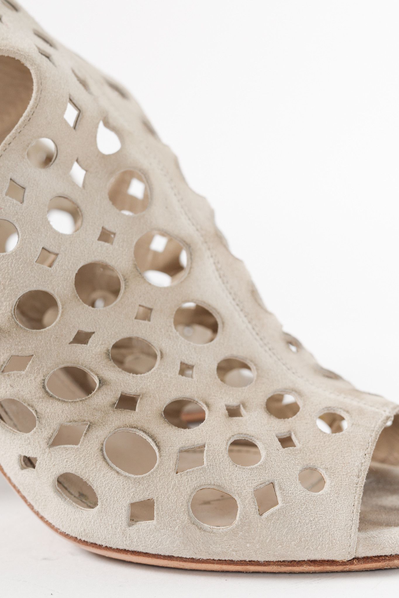Prada Prada Quarzo Suede Laser Cut Ankle-Strap Sandals Size US 8.5 / IT 38.5 - 7 Thumbnail