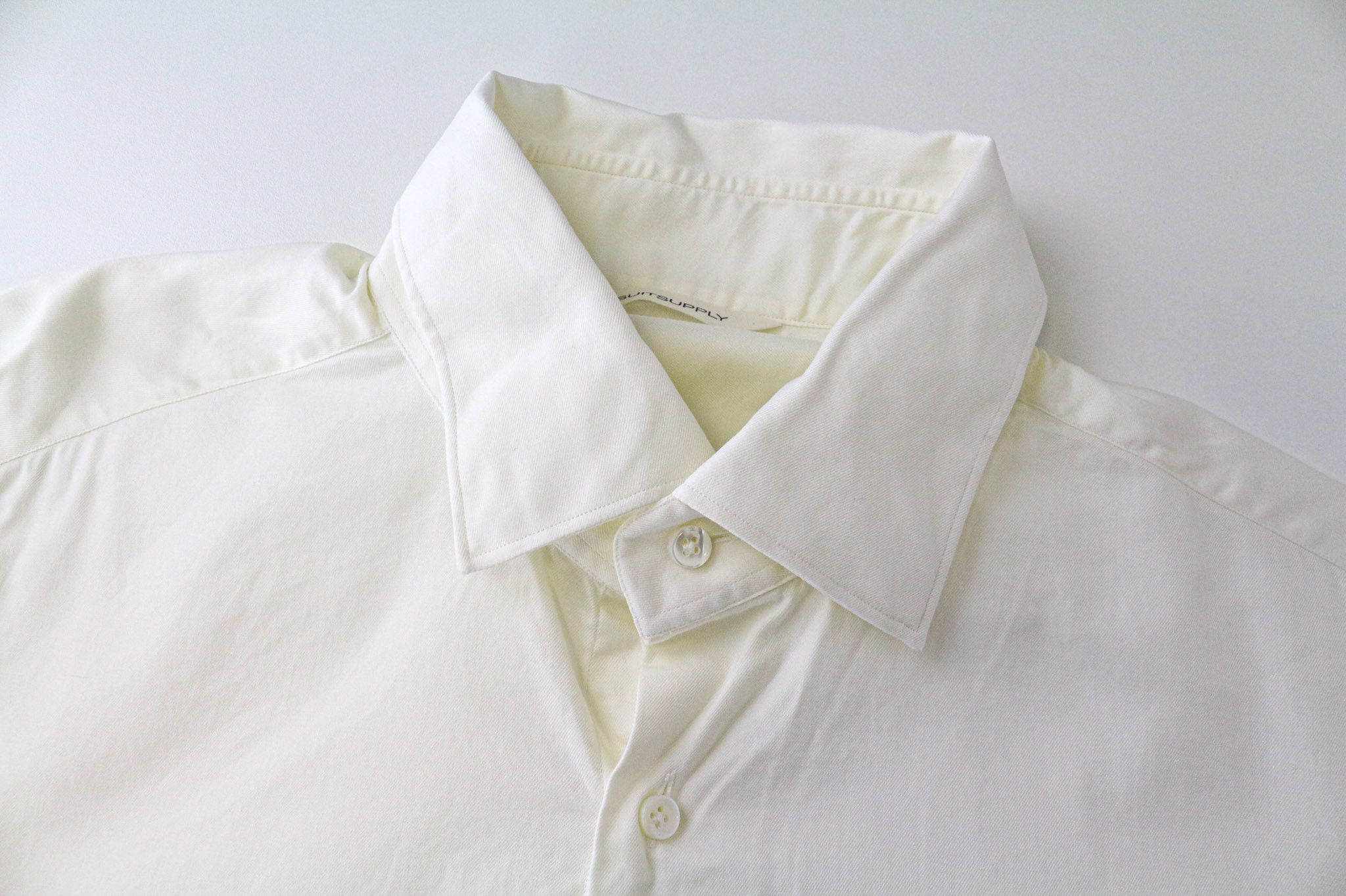 Suitsupply M Slim Fit Off-White Cotton Long Sleeve Shirt 79225 Size US M / EU 48-50 / 2 - 3 Thumbnail
