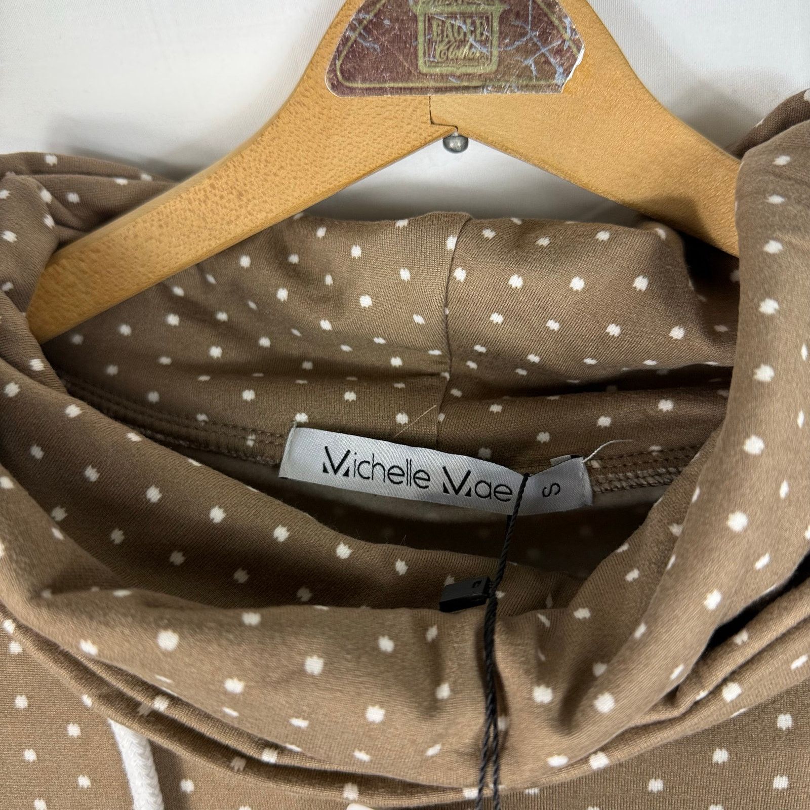 Other NWT Michelle Mae Polka Dot Sweater Brown Sm Cowl Neck Pocket Size S / US 4 / IT 40 - 5 Thumbnail