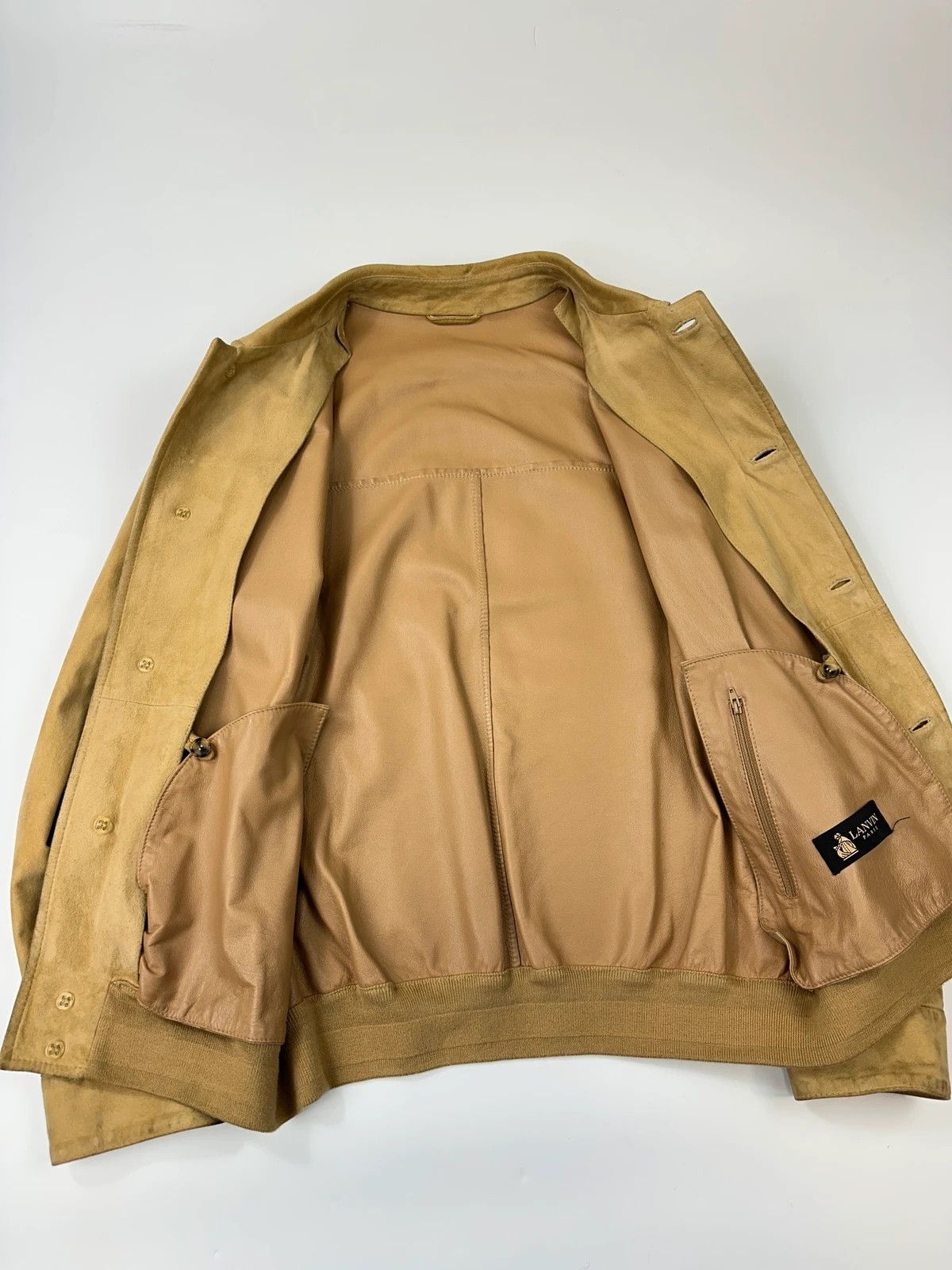 Lanvin Lanvin Paris 90s Beige Suède Leather Bomber Button Up Jacket Size US M / EU 48-50 / 2 - 8 Thumbnail