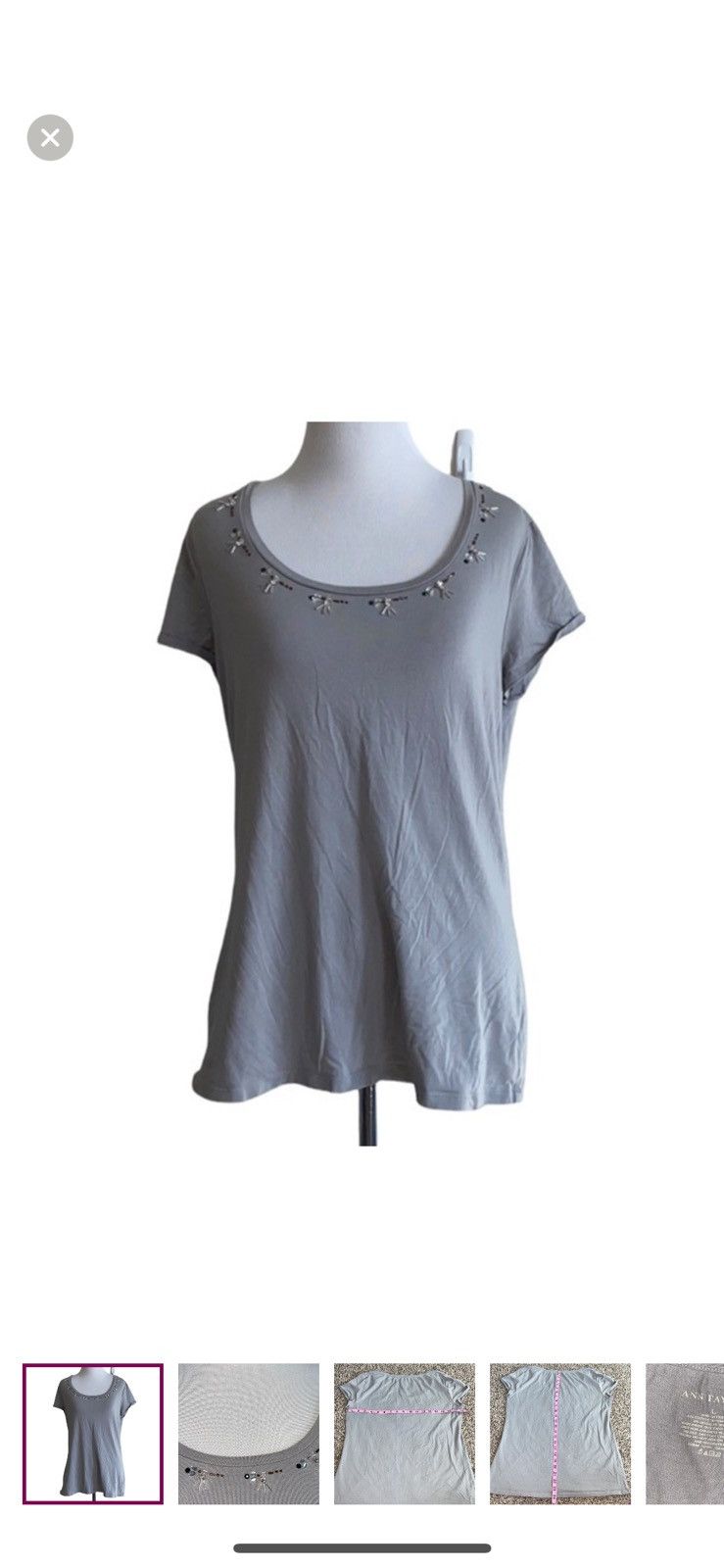 Ann Taylor Ann Taylor large beaded neck tee Size L / US 10 / IT 46 - 1 Thumbnail