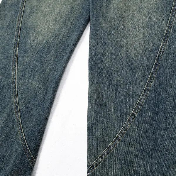 Vintage Men's punk washed distressed patchwork scimitar jeans Size US 32 / EU 48 - 4 Thumbnail