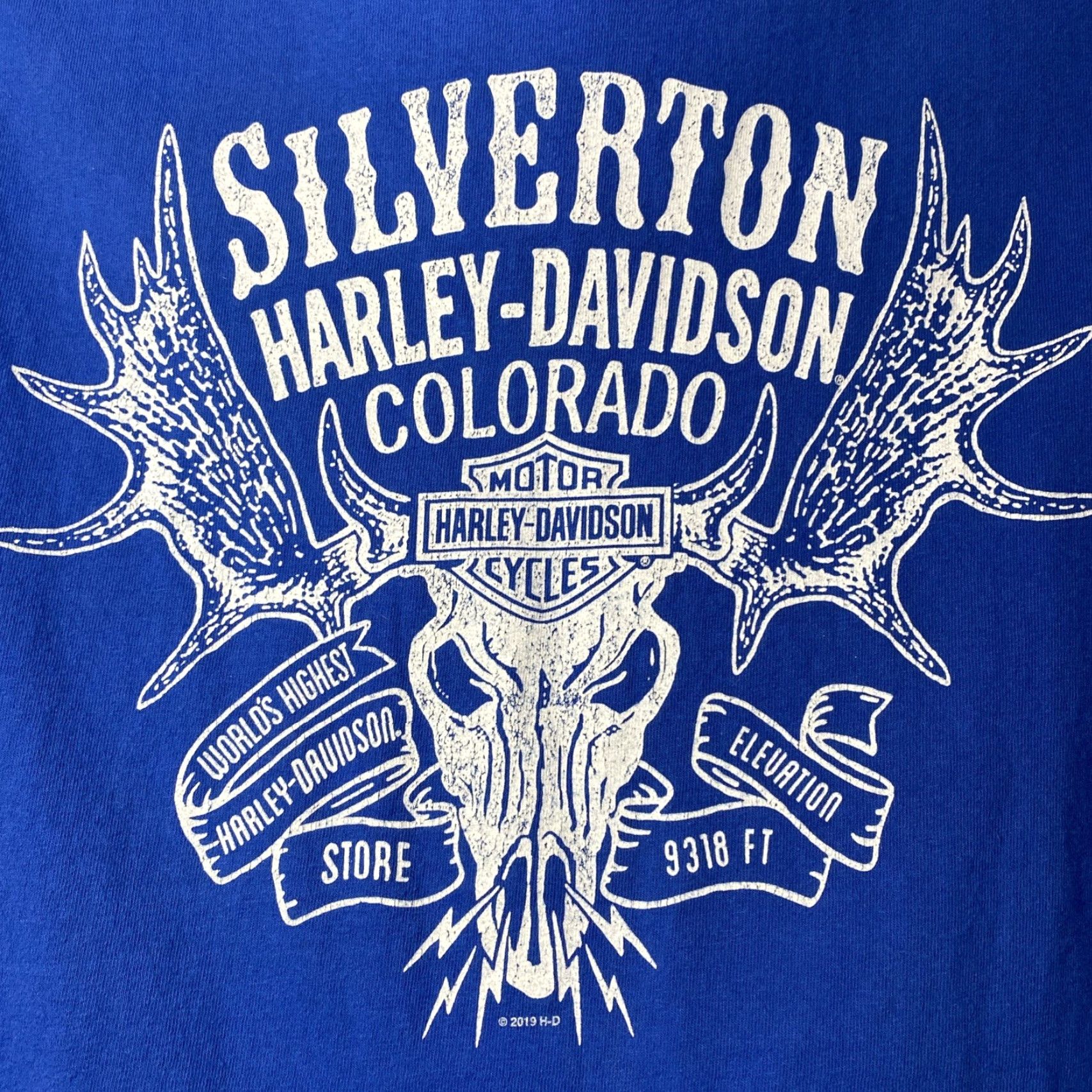Harley Davidson VINTAGE Harley-Davidson T Shirt Moose Head Y2K Pocket Tee XL Blue Mens XLT Big & Tall Size US XL / EU 56 / 4 - 2 Thumbnail