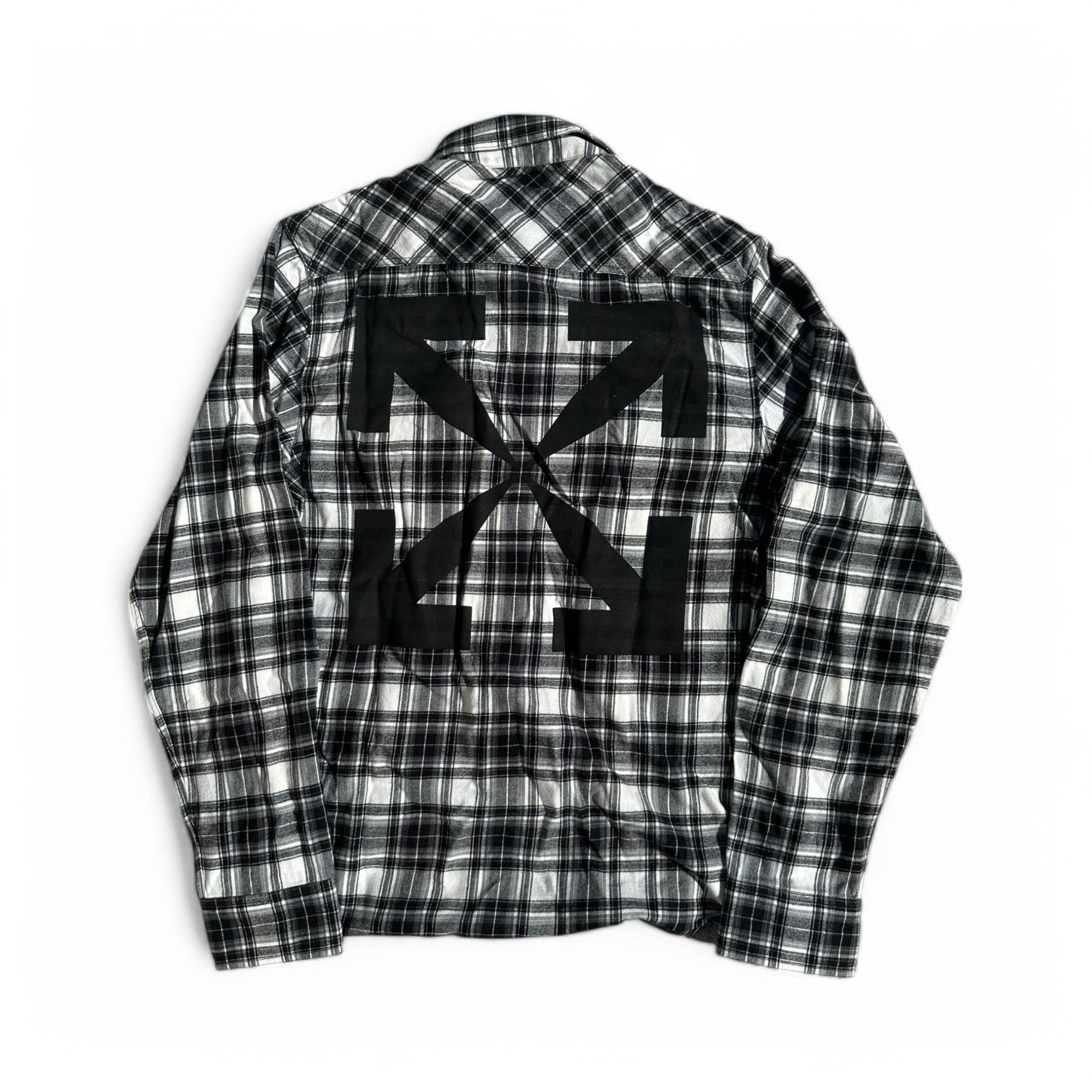 Off-White Off-White Flan Shirt Check Plaid Back Arrow Logo Black White Size US XS / EU 42 / 0 - 1 Thumbnail