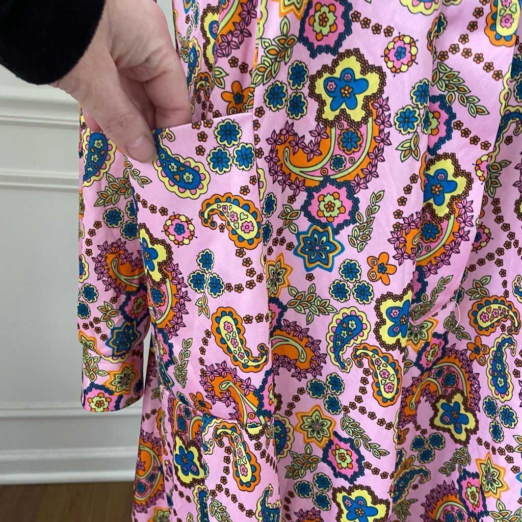 Vintage Vintage 70s Tribute Mod Floral Paisley Shirt Dress Long XL Size XL / US 12-14 / IT 48-50 - 3 Thumbnail