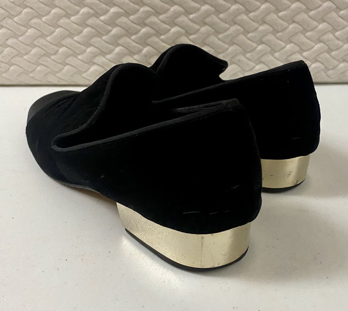 Giambattista Valli Giambattista Valli Black Velvet, Silk Mirrored Heel Loafer Size US 10 / IT 40 - 6 Thumbnail