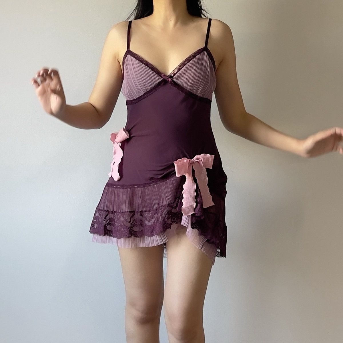 Victoria's Secret Victoria’s Secret Deep Plum Silk Mini Slip Dress (M) Size M / US 6-8 / IT 42-44 - 3 Thumbnail