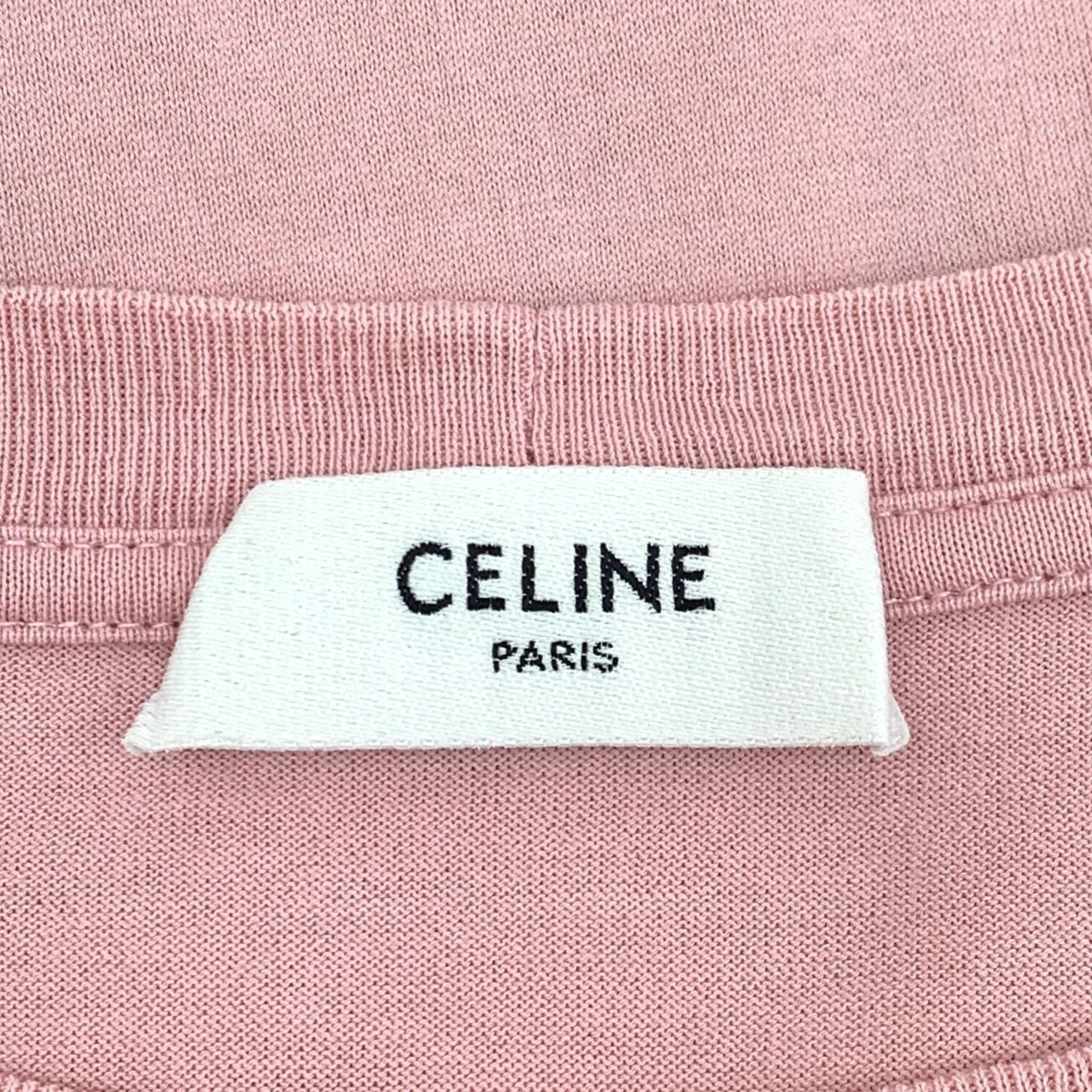 Celine Celine Pink Logo Printed Cotton Round-Neck Short-Sleeved T-S Size M / US 6-8 / IT 42-44 - 2 Thumbnail