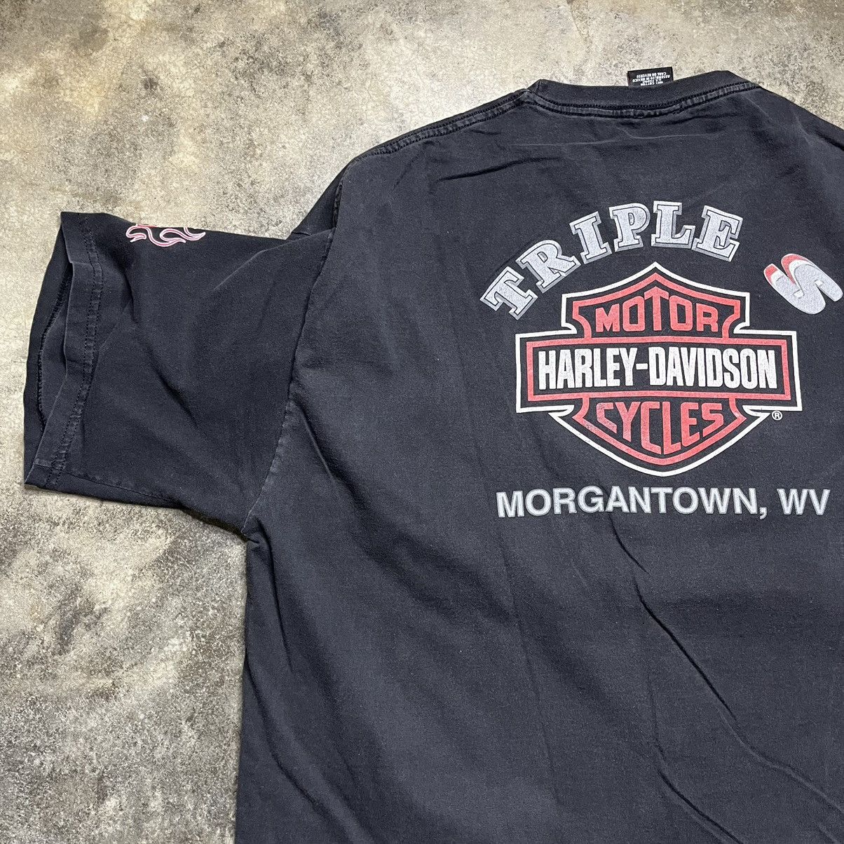 Harley Davidson × Vintage vintage harley davidson baggy fire thrashed tshirt Size US XXL / EU 58 / 5 - 6 Thumbnail