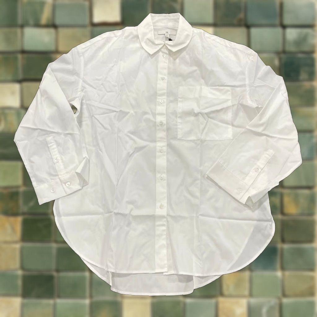 BANANA REPUBLIC The Oversized Tunic Shirt Women's Size S White Shirt Women's S White Casual Tunic 100% Cotton Long Sleeve Button Collared Vintage No