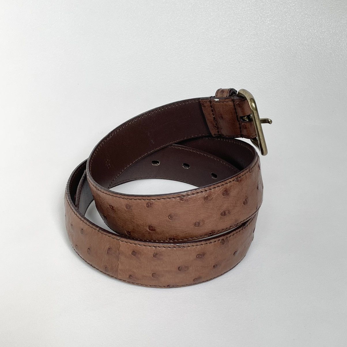 Prada 3cm Brown Ostrich Leather Belt Size 30 - 6 Thumbnail