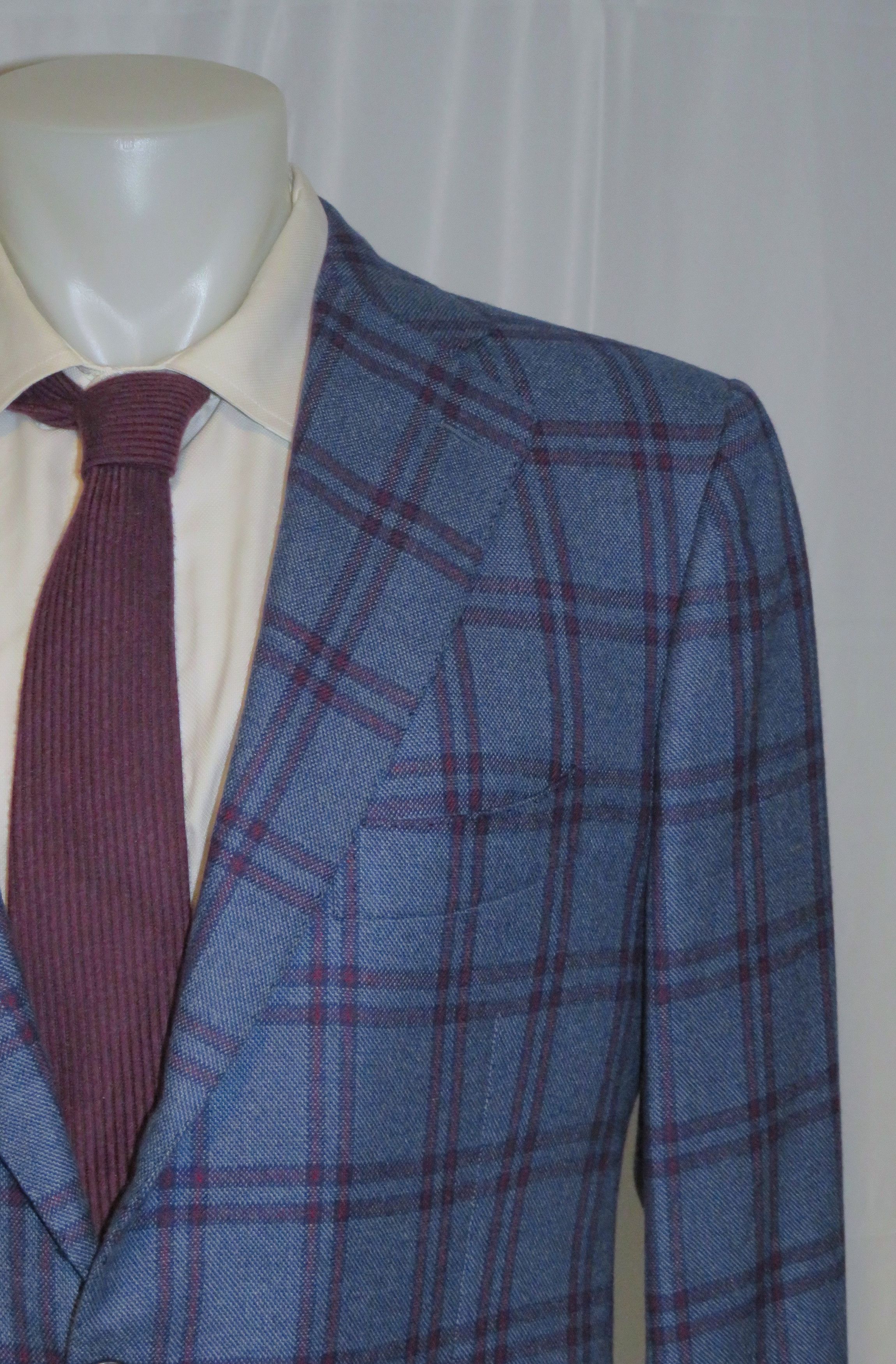 Cesare Attolini × Tincati Blue Plaid 100% Cashmere Sport Coat 42R Size 42R - 3 Thumbnail