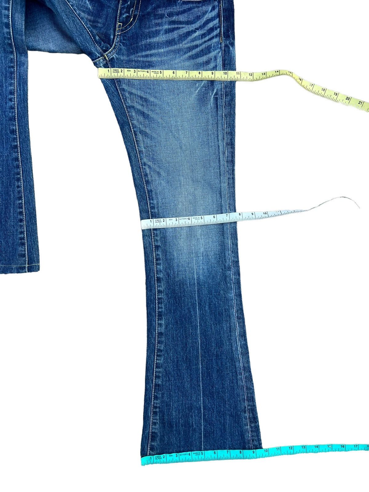 Fragment Design Vintage Vanquish Gold Fade Muddy Blue Denim Flare Jeans Size US 29 - 4 Thumbnail
