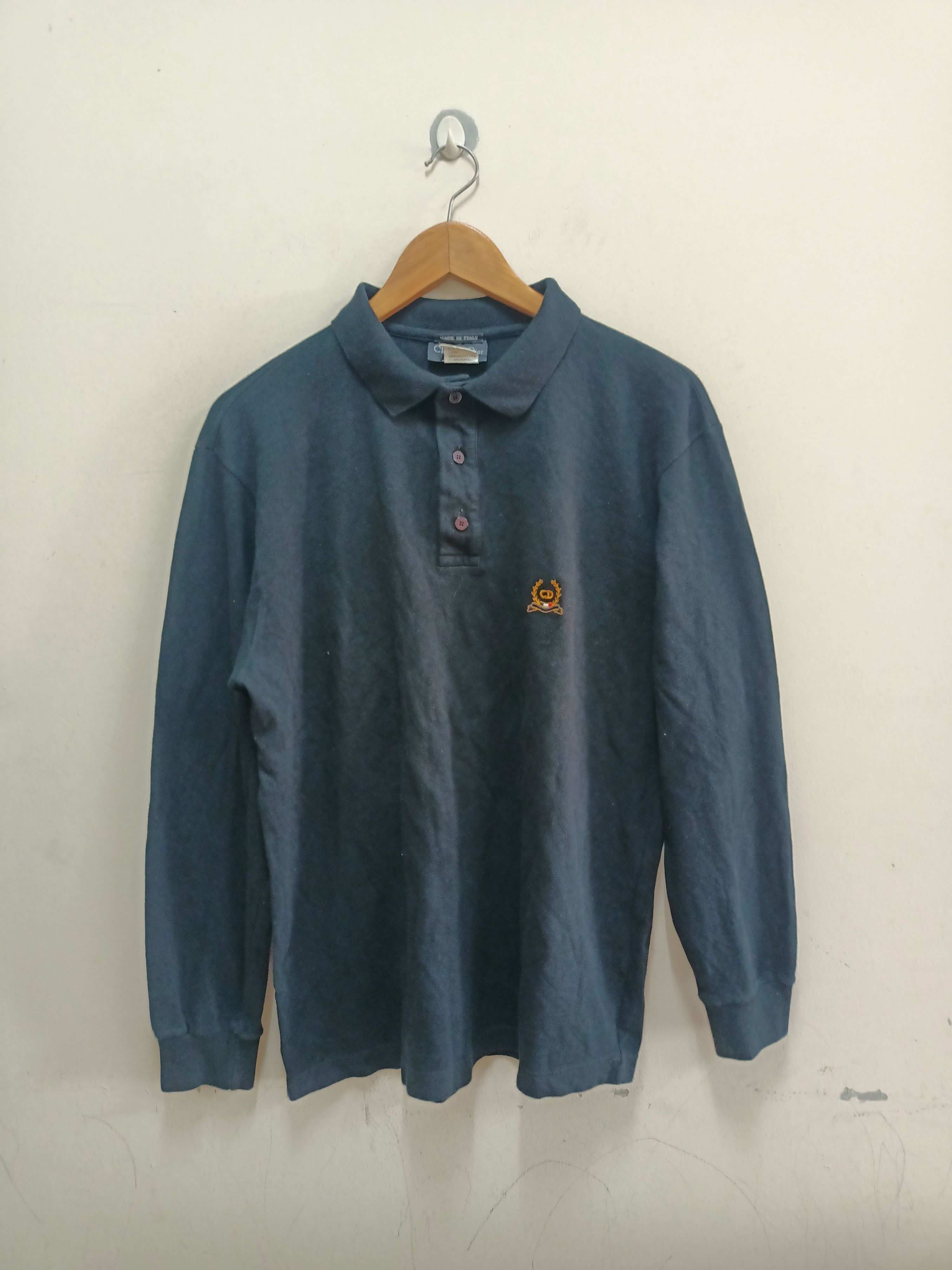 CELINE　SHIRTS  　made in italy 　 VINTAGE VINTAGE CELINE HOMME MONOGRAM HORSE LONG SLEEVES POLO SHIRT