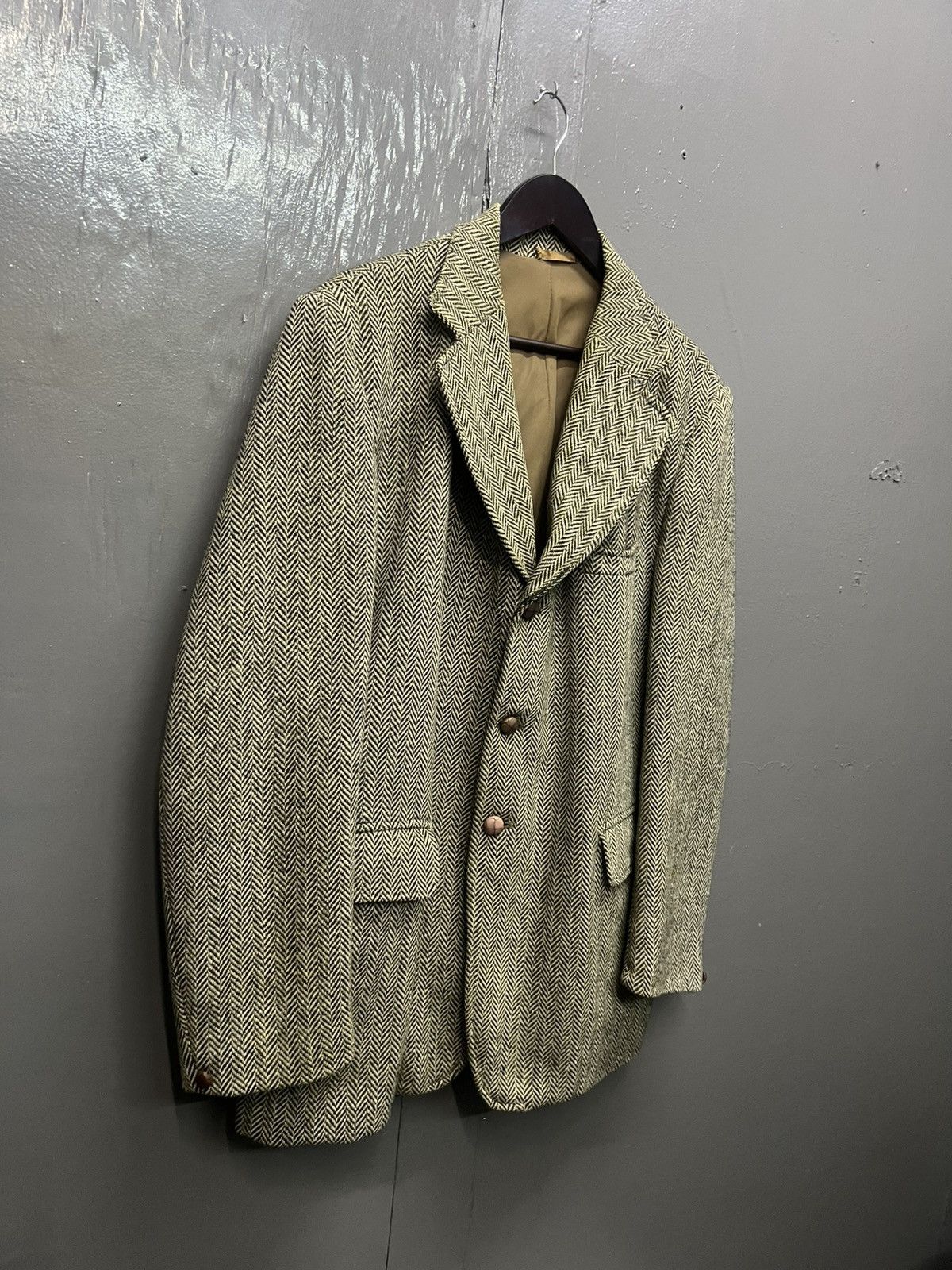 Harris Tweed Harris Tweed Herringbone Twill Hand Wooven Wool Blazers Size 44L - 3 Thumbnail
