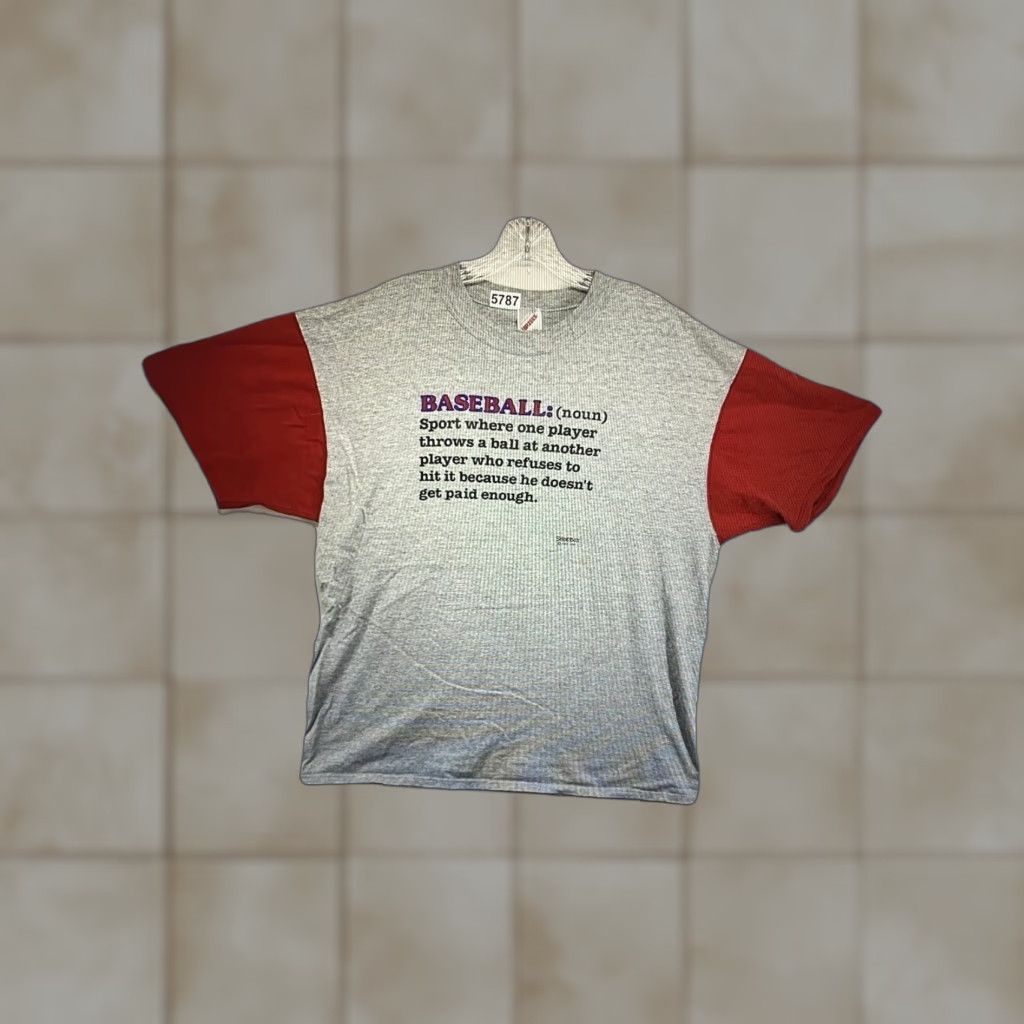 Jerzees Vintage JERZEES Baseball Humor T Shirt Men Adult Large Gray 90s Art Funny Retro Size US L / EU 52-54 / 3 - 1 Thumbnail