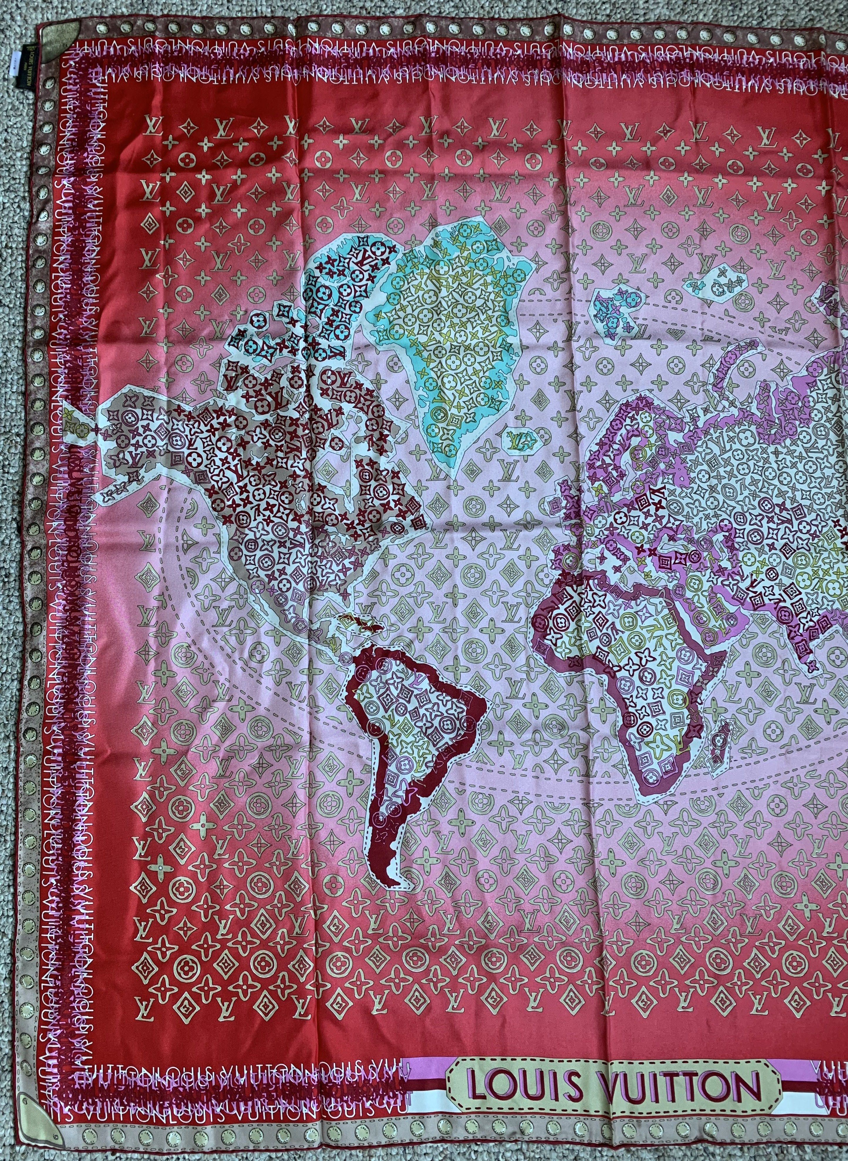 Louis Vuitton Louis Vuitton Silk Monogram World Map Scarf Size ONE SIZE - 2 Thumbnail