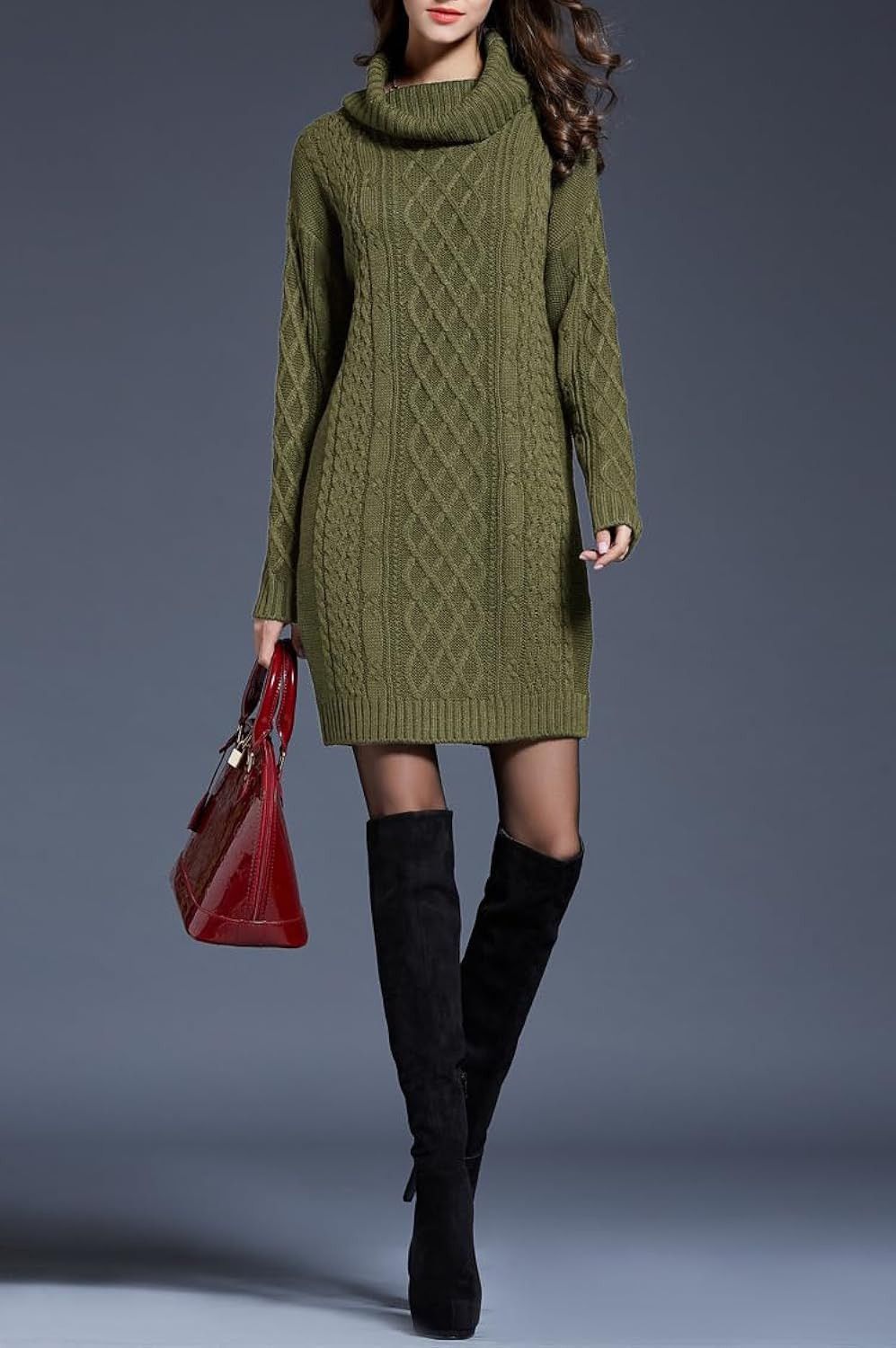 Other Appraisal Women's Sweater Dress Brown Turtle Neck Knit Mini Size XL / US 12-14 / IT 48-50 - 1 Thumbnail