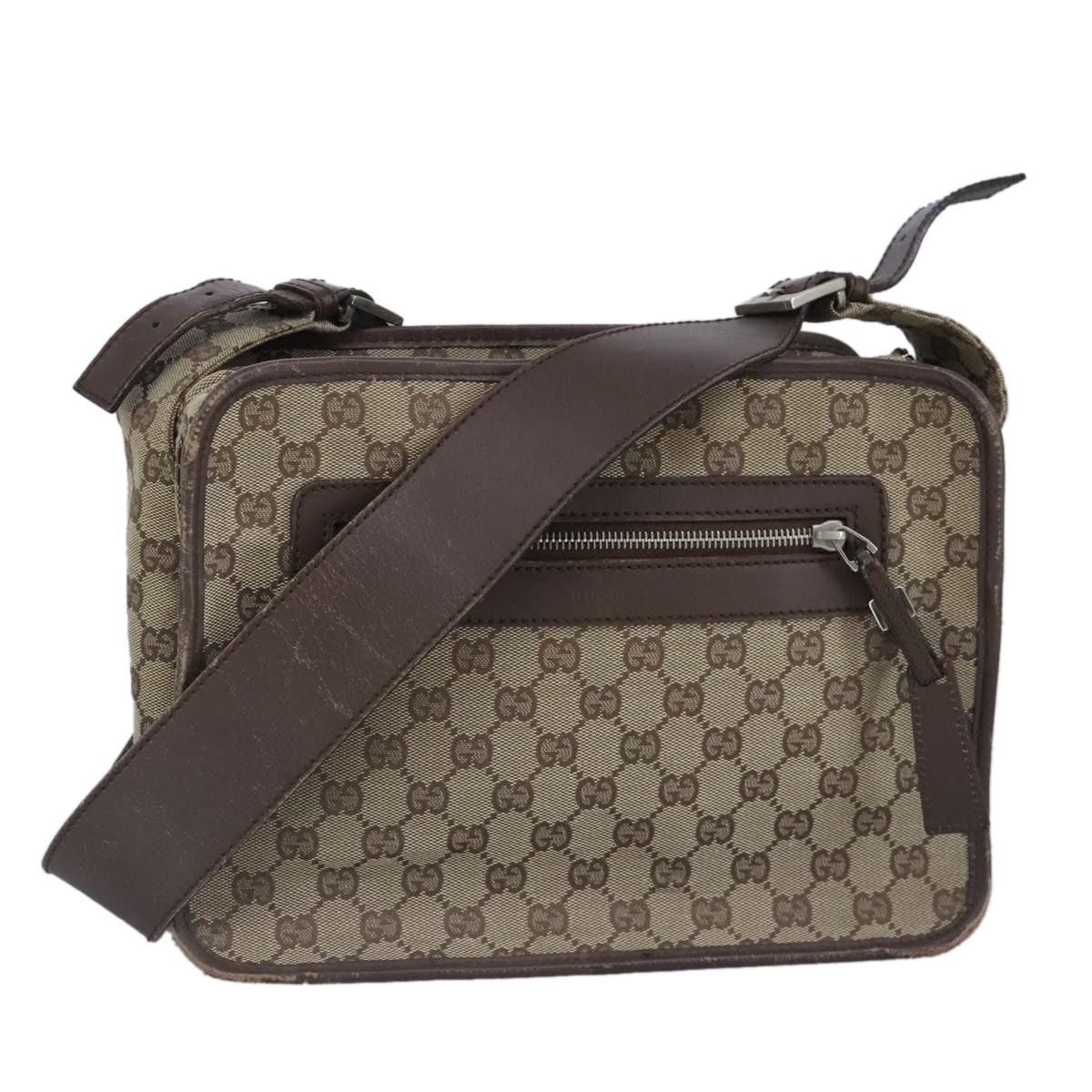 Gucci GUCCI GG Canvas Shoulder Bag Beige Silver Size ONE SIZE - 1 Thumbnail