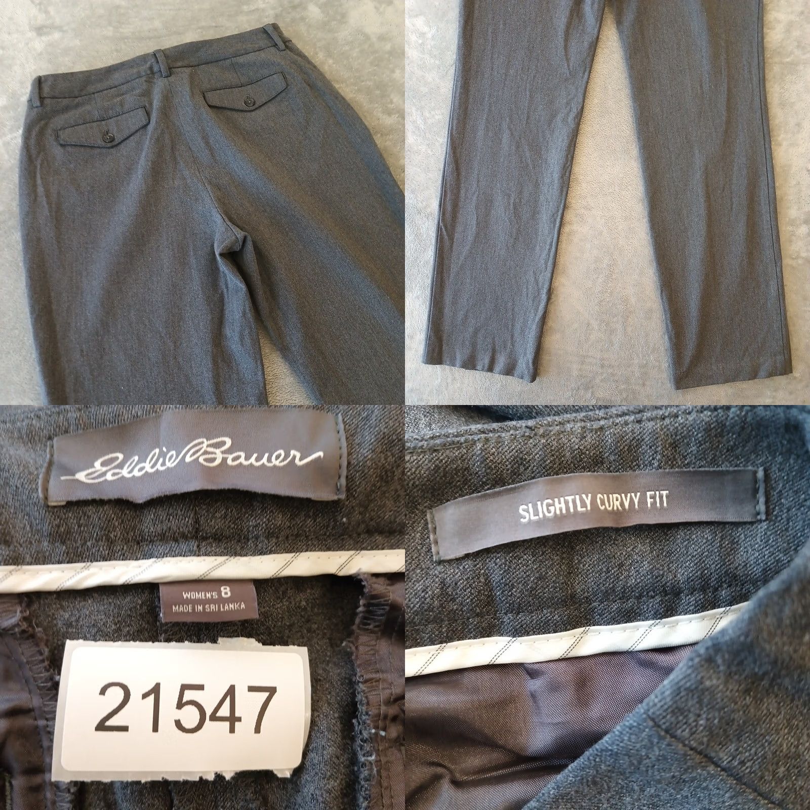 Eddie Bauer Eddie Bauer Dress Pants Womens Size 8 Gray Stretch Pockets Flat Front Straight Inseam 32 Regular Rise Mid Size 30" / US 8 / IT 44 - 8 Thumbnail
