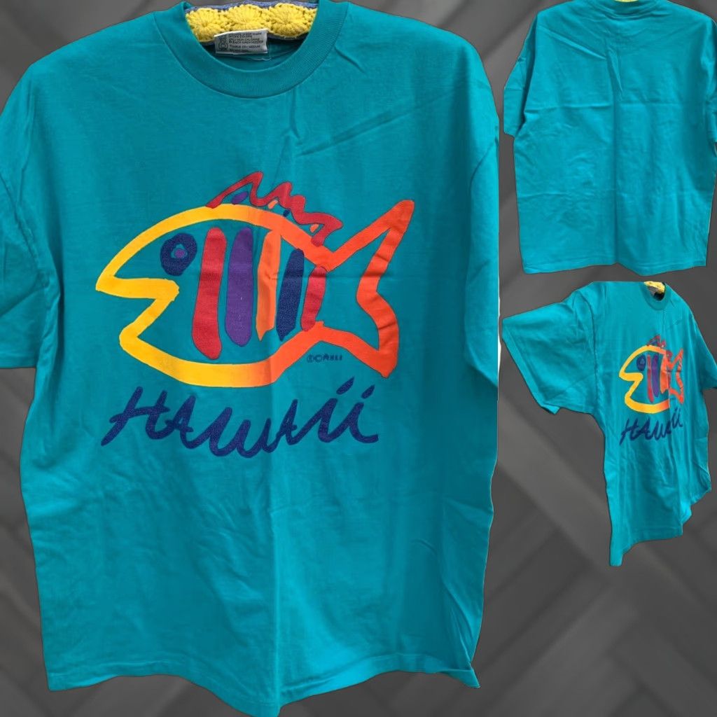 Rainbow VINTAGE Sgt Leisure T Shirt rainbow fish Hawaii single stitch XL 80s 90s 1980s Size US XL / EU 56 / 4 - 1 Thumbnail