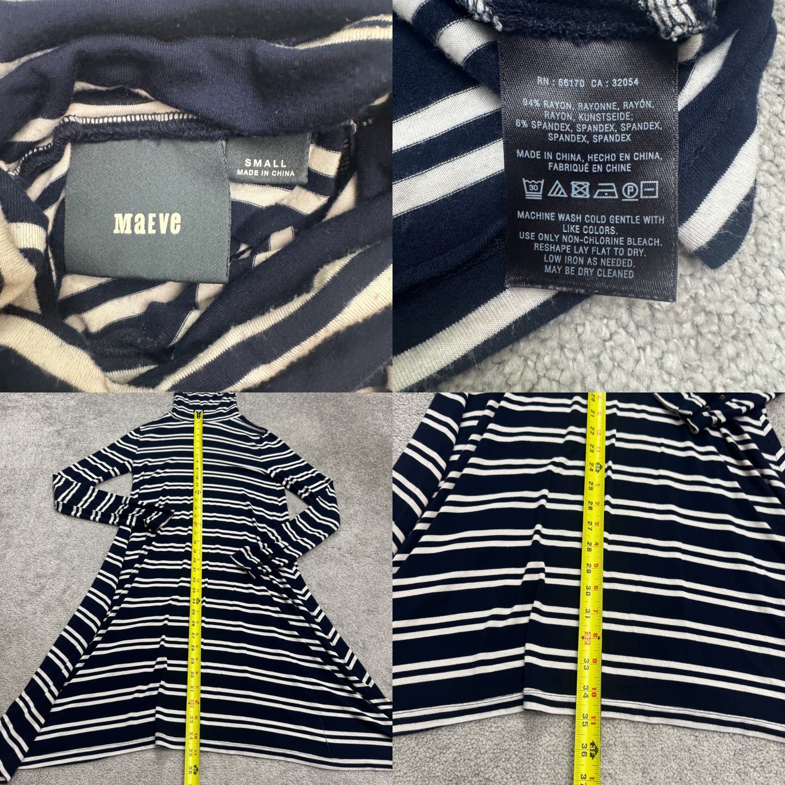 Vintage Maeve Dress Shirt? No, it's a Turtleneck Asymmetric Knit Dress Women S Navy Striped Long Sleeve Maeve Size S / US 4 / IT 40 - 8 Thumbnail