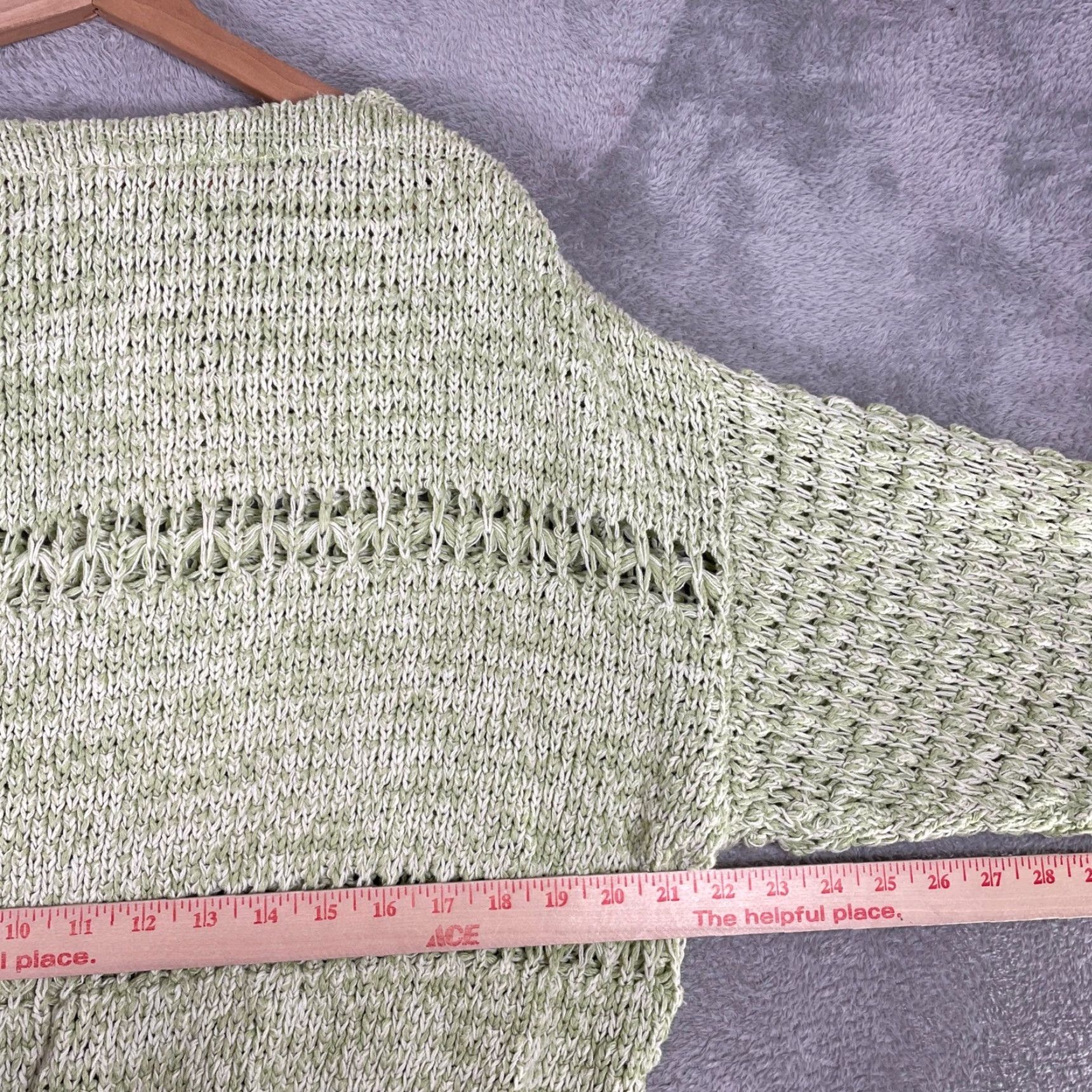 Free People VINTAGE? No. Free People Green Crochet Knit Sweater Womens XS Dolman Sleeve Pullover Boho Crochet Lightweight Open-Knit Slim? Size XS / US 0-2 / IT 36-38 - 7 Thumbnail