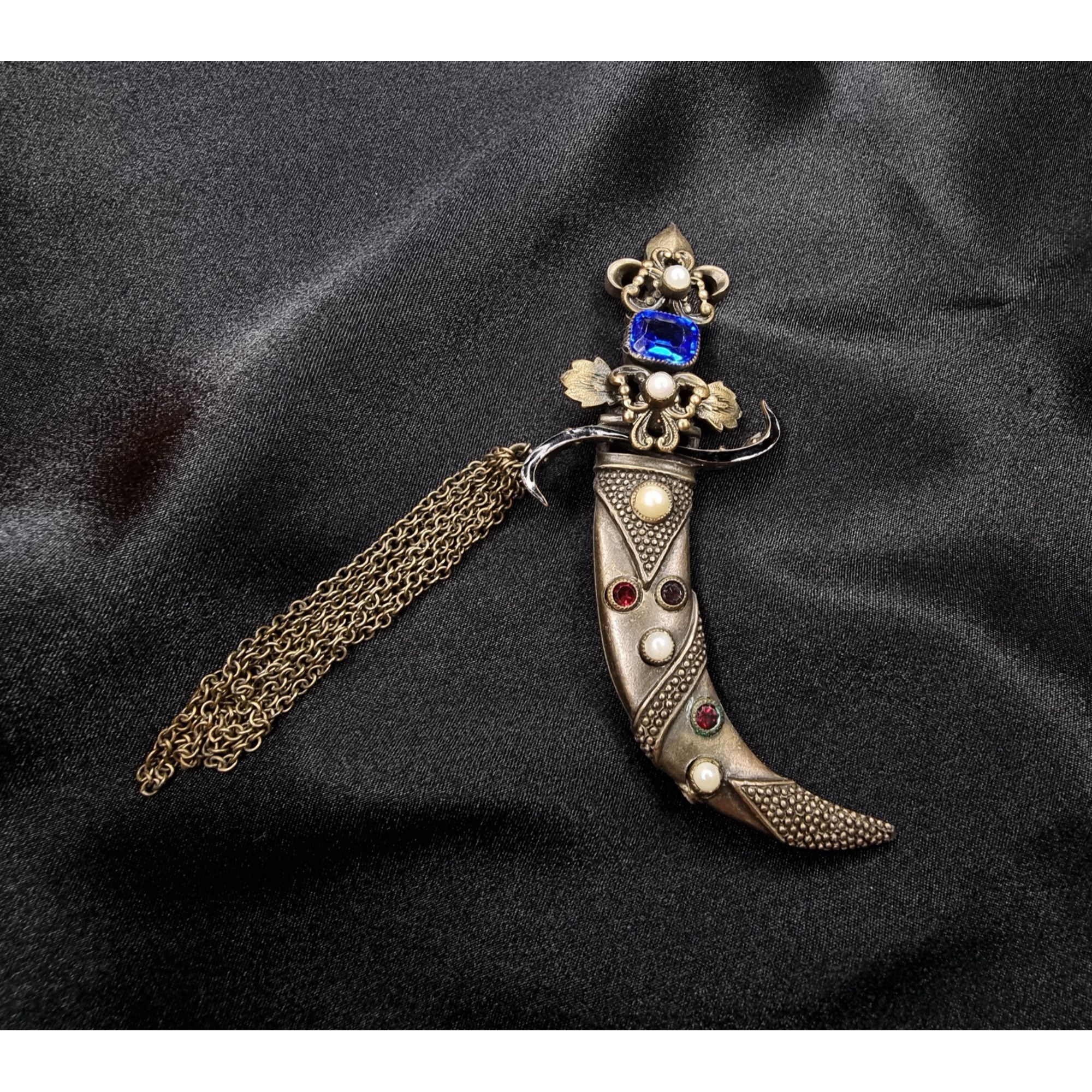 Vintage Rare Find Vintage 1940s-1950s HOBE Signed Jeweled Sword Broo Size ONE SIZE - 2 Thumbnail