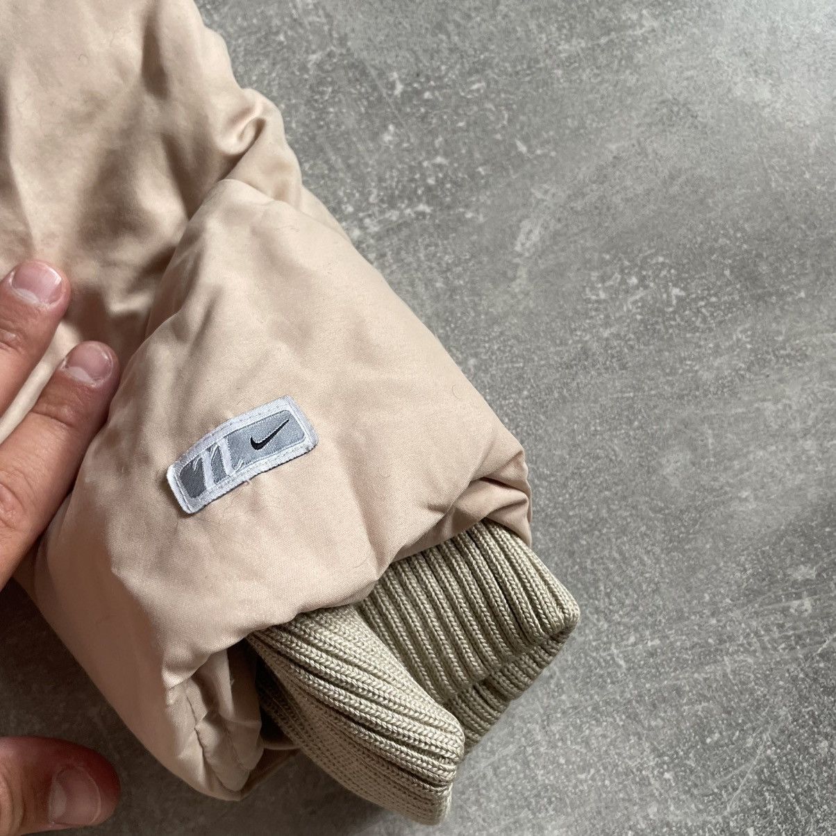 Nike Y2K Vintage Nike Puffer Jacket coat down bomber swoosh beige Size M / US 6-8 / IT 42-44 - 7 Thumbnail