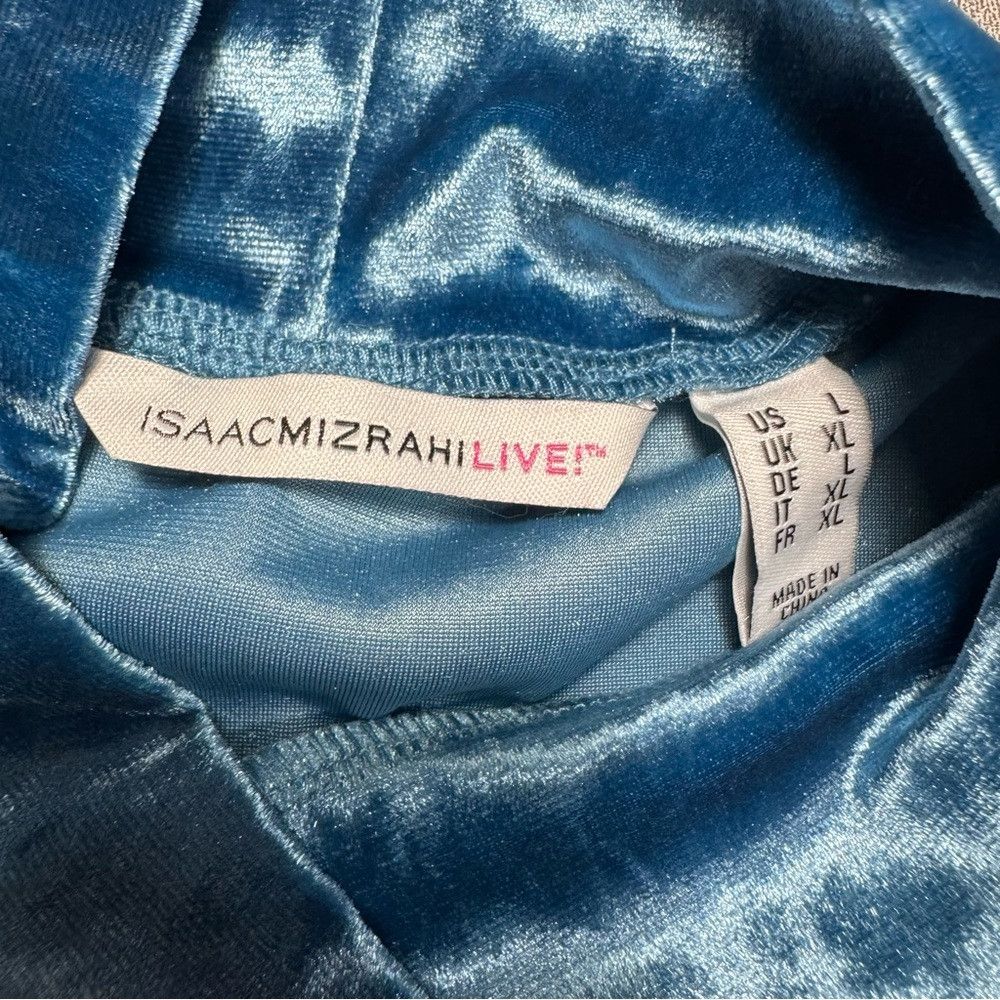 Isaac Mizrahi Isaac Mizrahi Live! Blue Crushed Velvet Mock-Neck Peplum To Size L / US 10 / IT 46 - 4 Thumbnail
