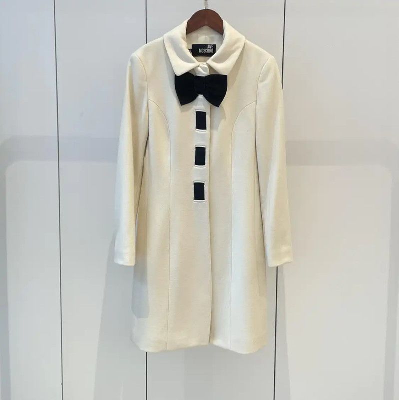 Moschino Moschino White Wool Lady's Winter Coat 0089 Size L / US 10 / IT 46 - 1 Thumbnail