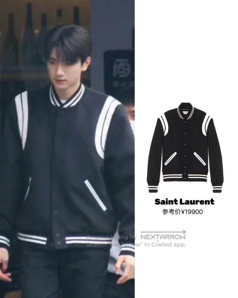 Saint Laurent Paris Saint Laurent Paris Striped Baseball Jacket Size US S / EU 44-46 / 1 - 1 Thumbnail