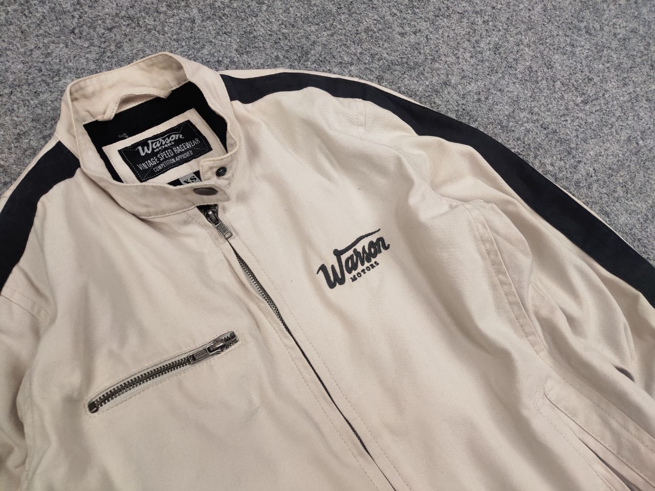 Japanese Brand Vintage Warson Motors Speed Racewear Beige canvas Jacket Size US S / EU 44-46 / 1 - 11 Thumbnail