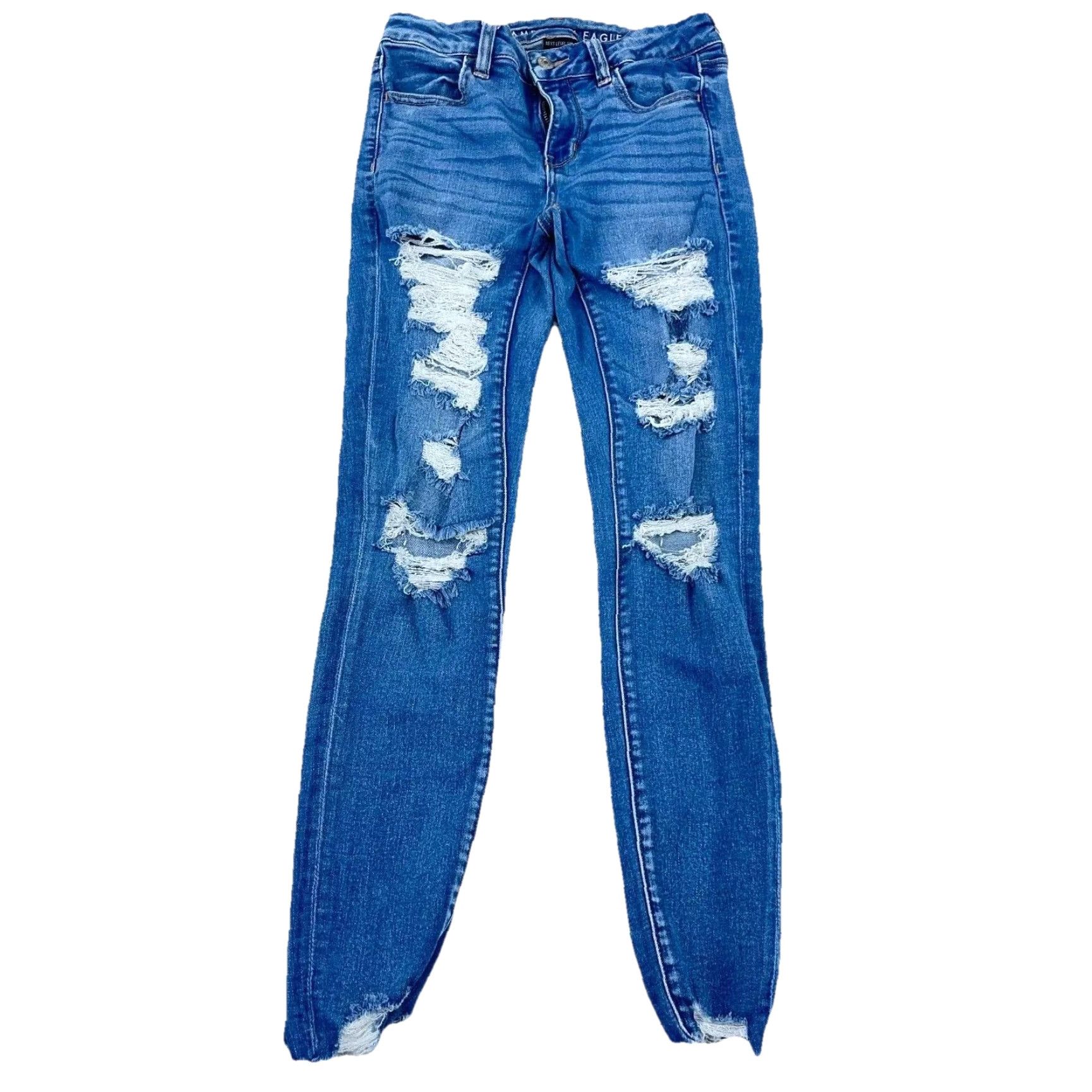 American Eagle Outfitters American Eagle Jegging Jeans Women 4 Medium Blue Distressed 5-Pocket Stretch Pants Size 27" / US 4 / IT 40 - 2 Thumbnail