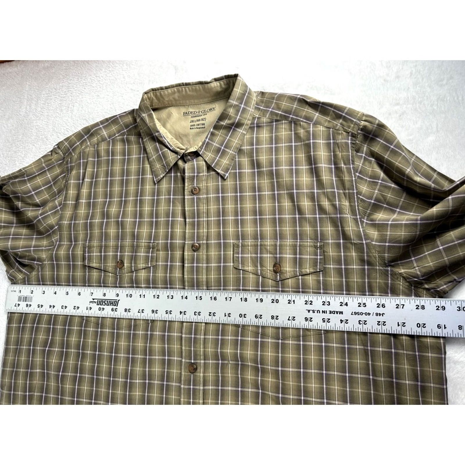 Faded Glory Faded Glory Mens Plaid Shirt 2XL Long Sleeve Casual Cotton Brown Size US XXL / EU 58 / 5 - 7 Thumbnail