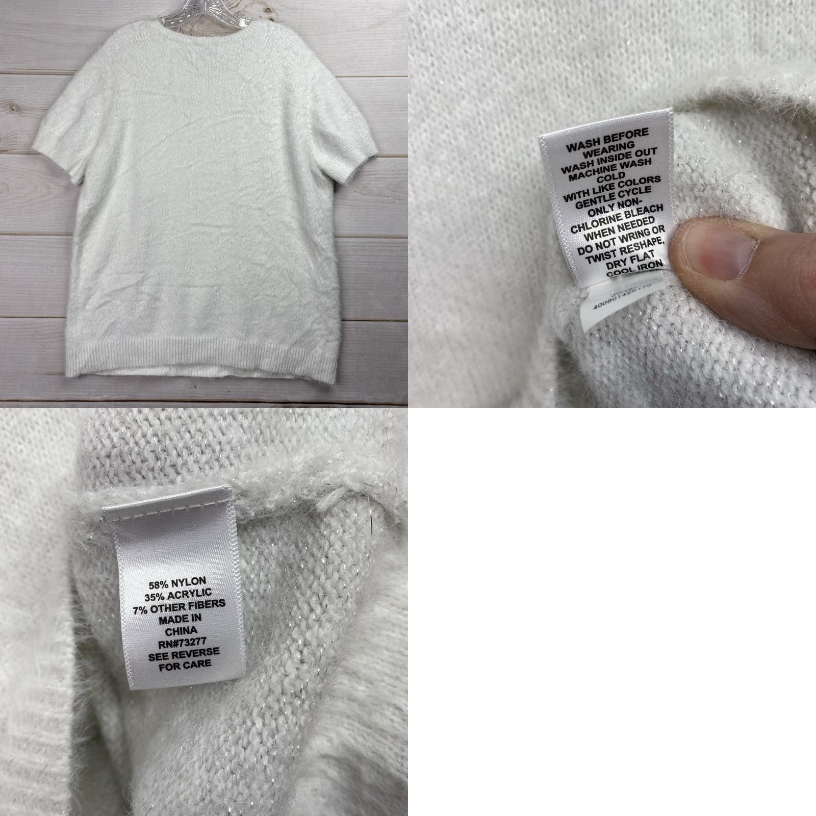 Vintage VINTAGE ELLE Womens Sweater XX L White Fuzzy Beaded Short Sleeve Soft Grannycore Wimsy Size XXL / US 16-18 / IT 52-54 - 8 Thumbnail