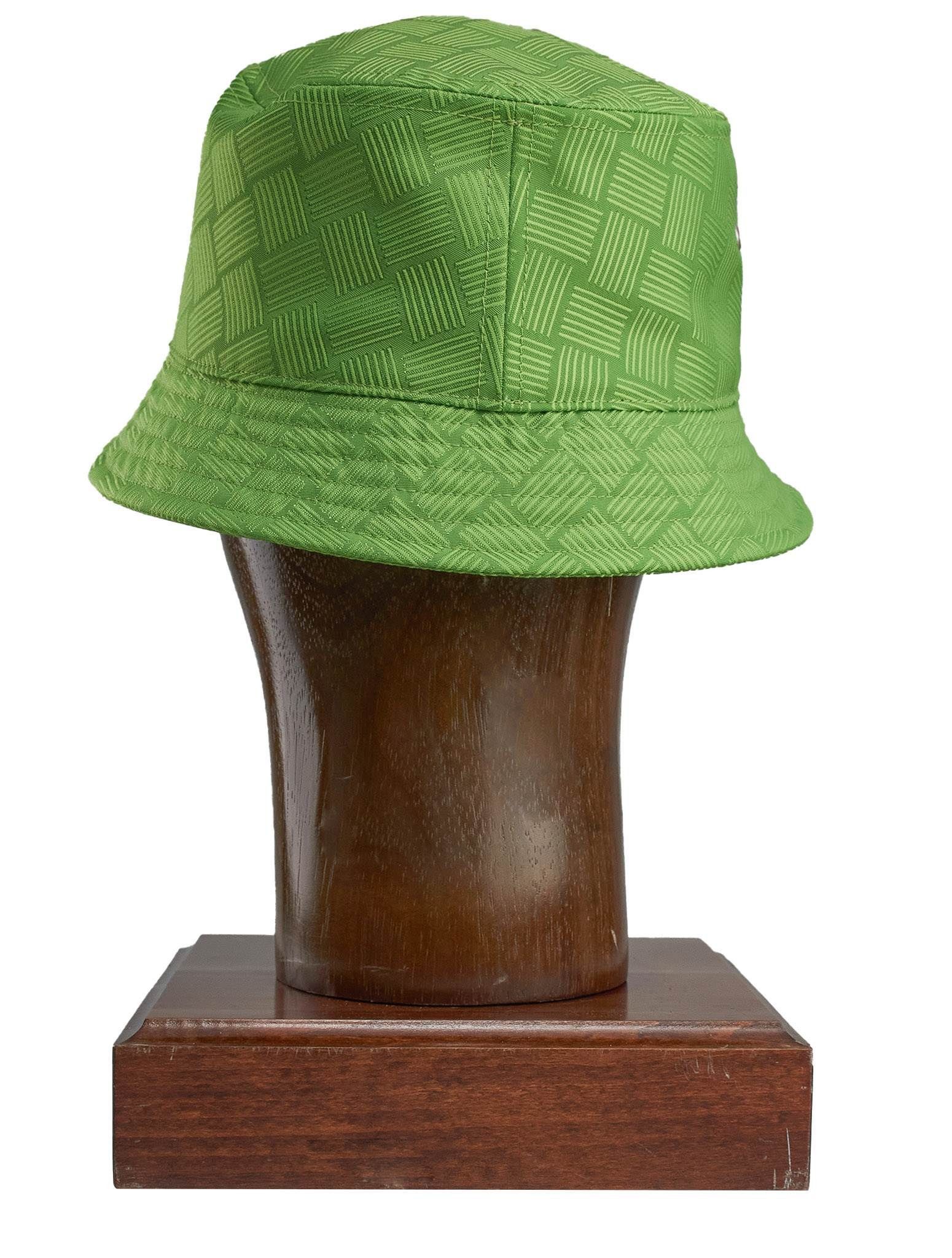 image of Bottega Veneta Intrecciato Pattern Green Bucket Hat Large, Women's