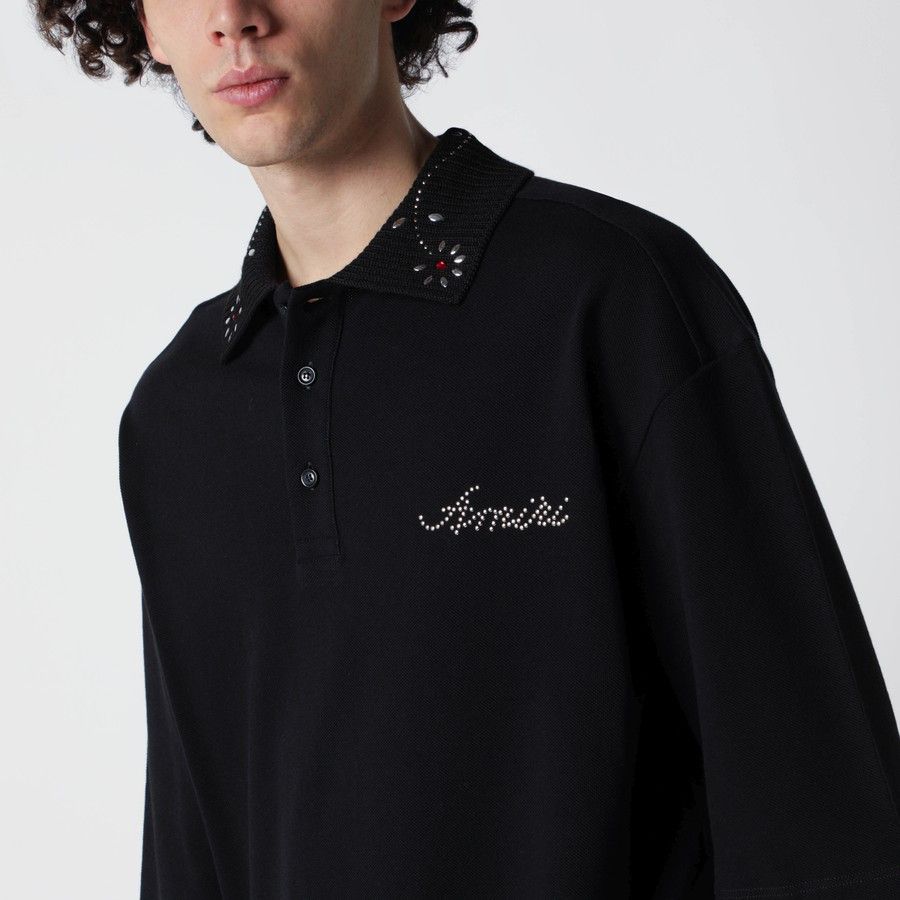 Amiri o1d2blof0226 Oversize Cotton Polo Shirt in Black Size US L / EU 52-54 / 3 - 4 Thumbnail