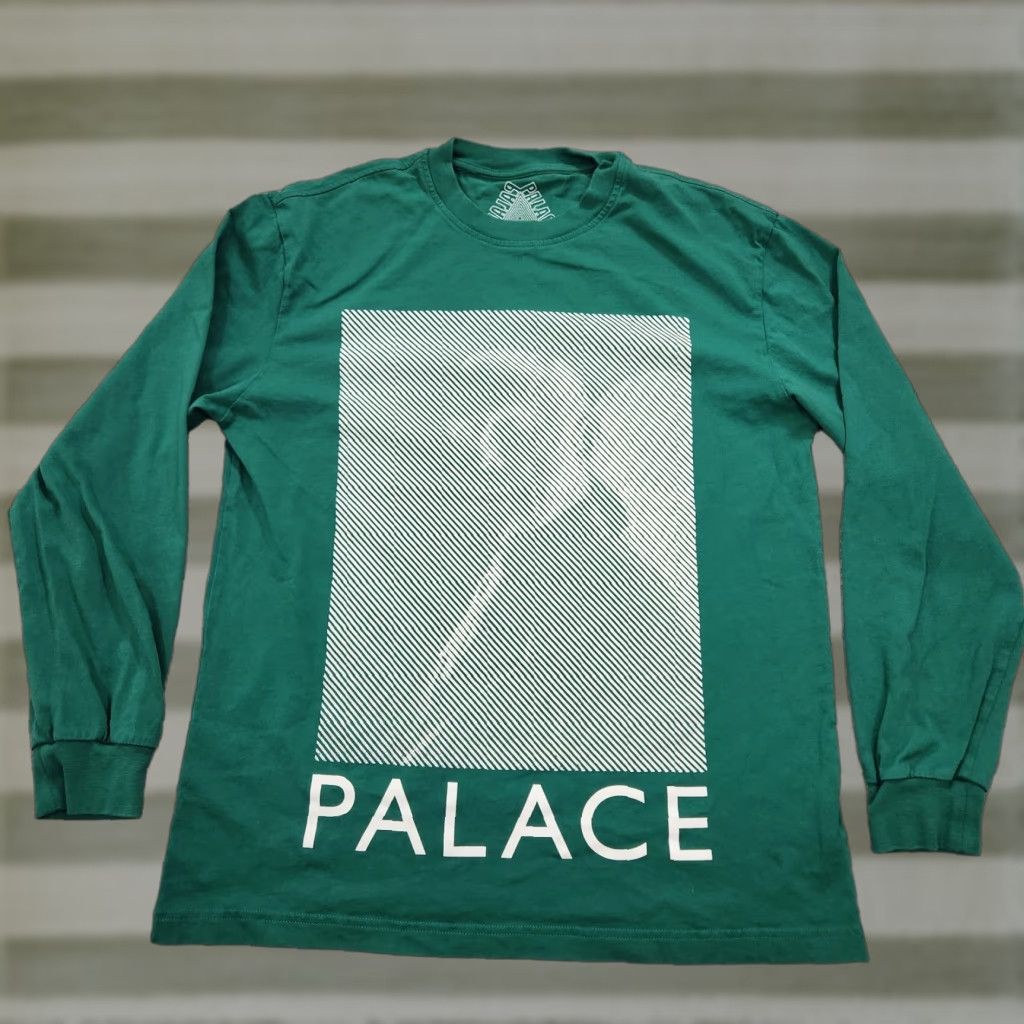Palace Shirt Mens M Green Graphic Print Long Sleeve Crew Neck Regular Vintage: No