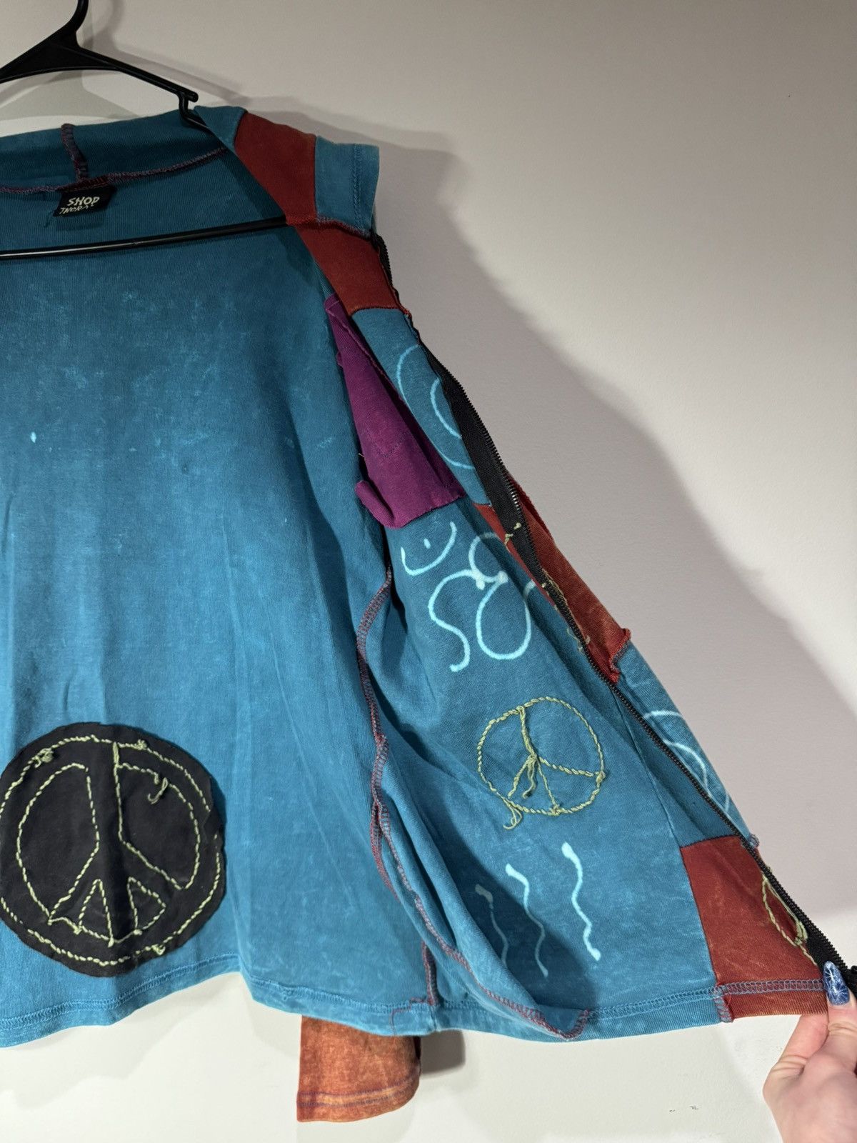Vintage Embroidered Patchwork Zip Hoodie With Elf Style Hood Size M / US 6-8 / IT 42-44 - 6 Thumbnail