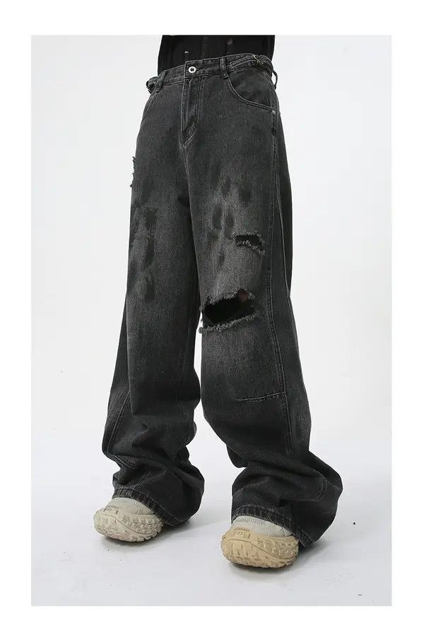 VIBE American street style distressed straight jeans trend Size US 34 / EU 50 - 3 Thumbnail