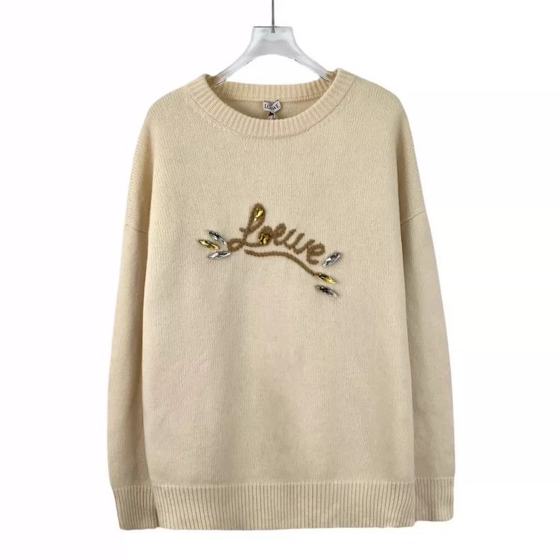 Loewe Loewe Mossy logo letters embroidered with diamonds wool ro Size S / US 4 / IT 40 - 1 Thumbnail
