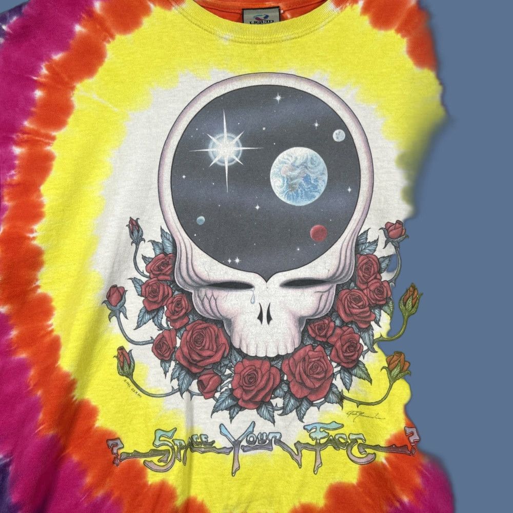 VINTAGE Liquid Blue Grateful Dead Space Your Face Tie Dye T-Shirt XL 1990s Retro Shirt Mens