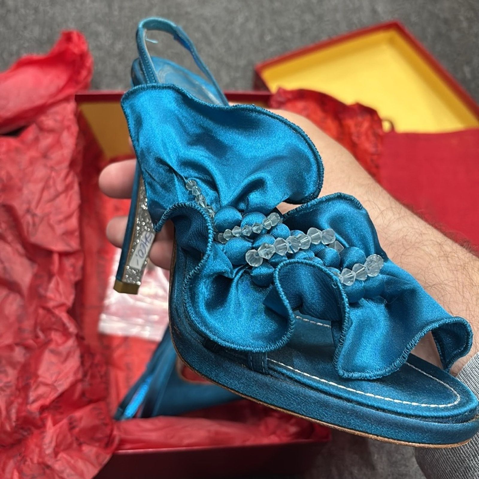 Rene Caovilla NWT Rene Caovilla Women's Blue Satin Heels Size 36.5 US 6.5 Size US 6.5 / IT 36.5 - 13 Thumbnail
