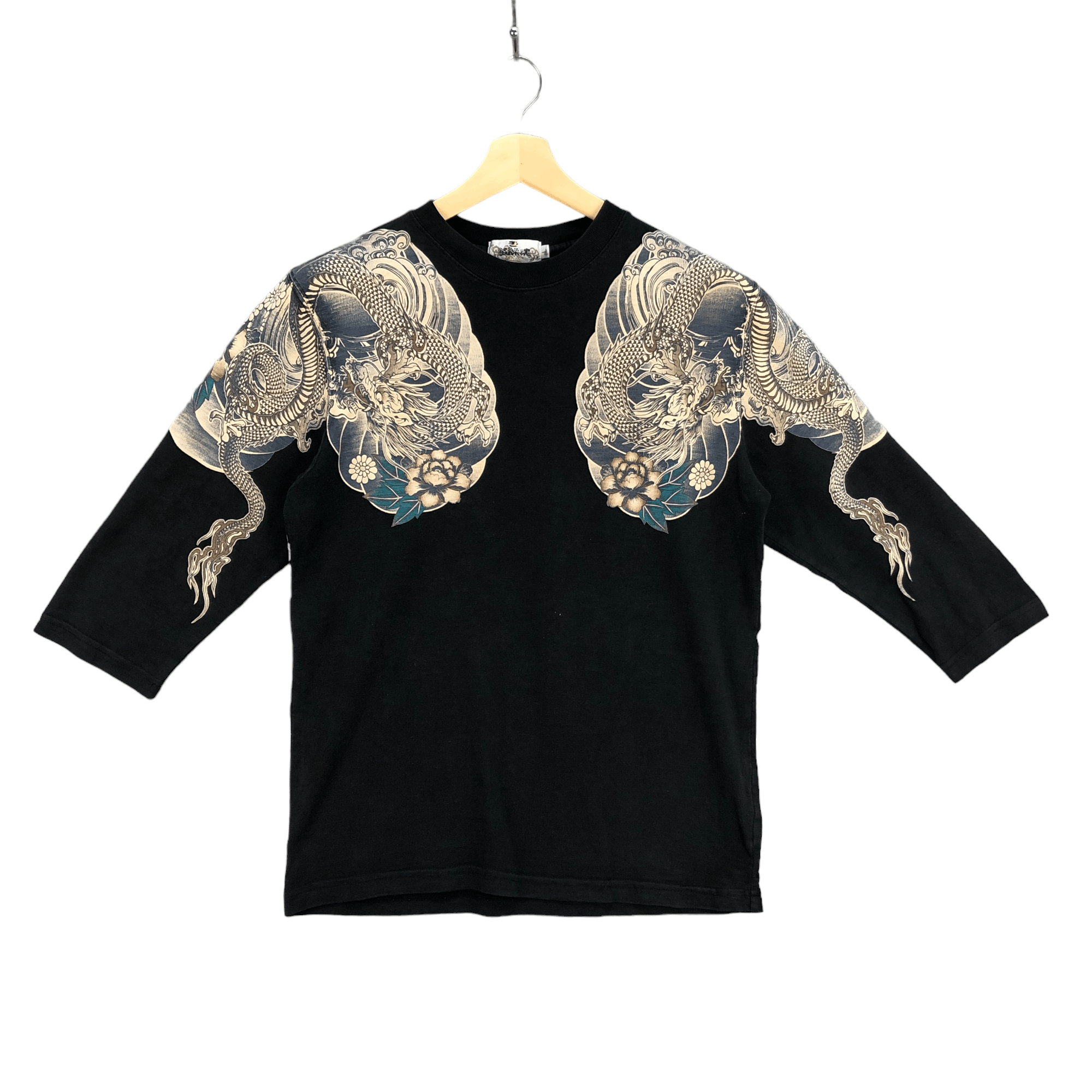 Japanese Brand VINTAGE KARA KURI TAMASHI ART YAKUZA DRAGON 3Q TEE #6014-218 Size US L / EU 52-54 / 3 - 5 Thumbnail