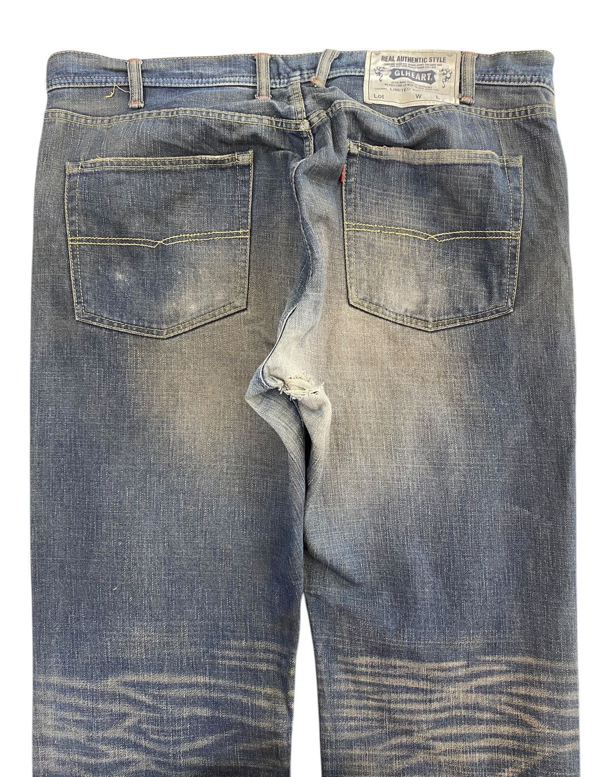 Japanese Brand Glheart Whiskers Faded Wash Style Loose Jeans Size US 40 / EU 56 - 4 Thumbnail
