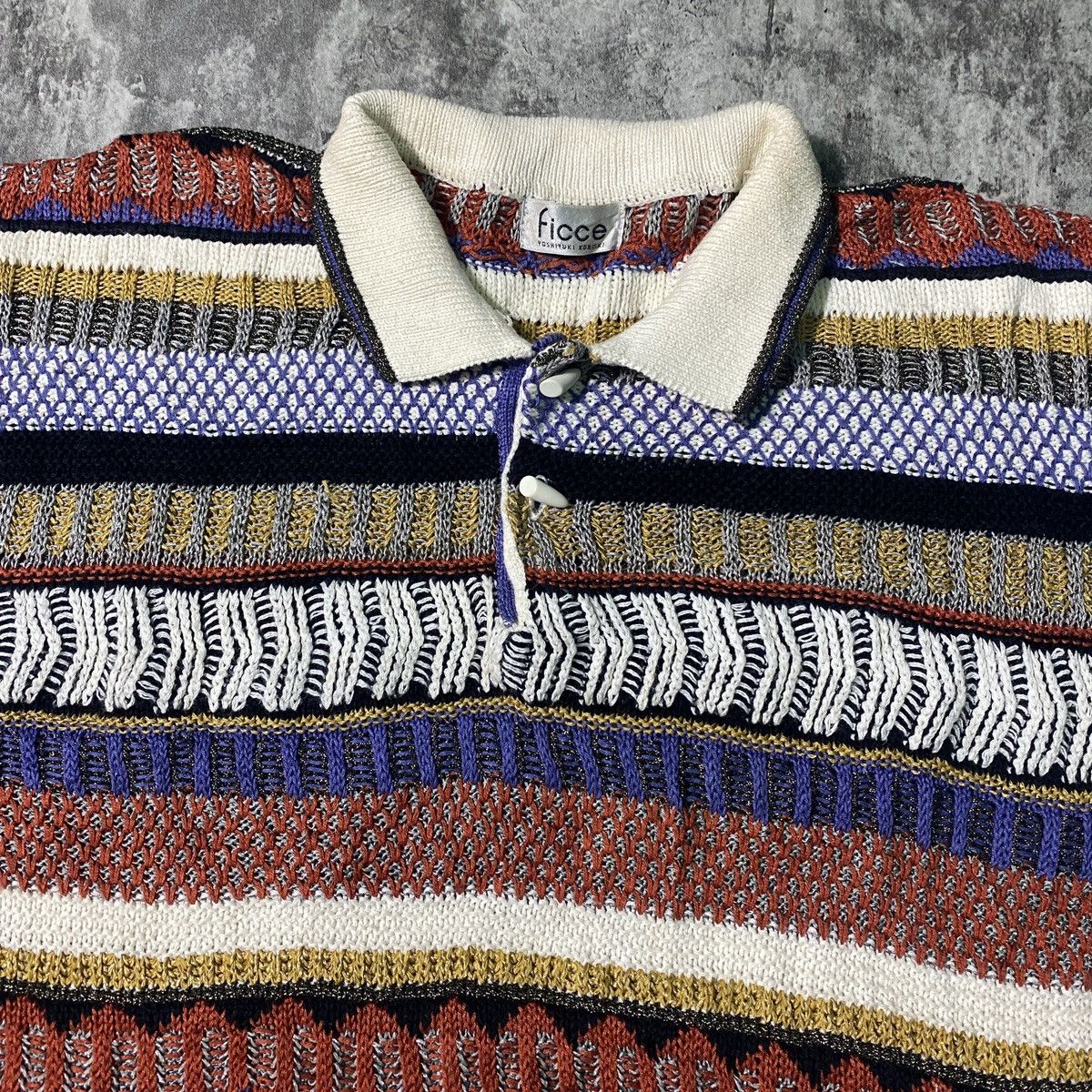 Other Rare Yoshiyuki Konishi Ficce Designer Cnit polo Full Colour Size US L / EU 52-54 / 3 - 2 Thumbnail