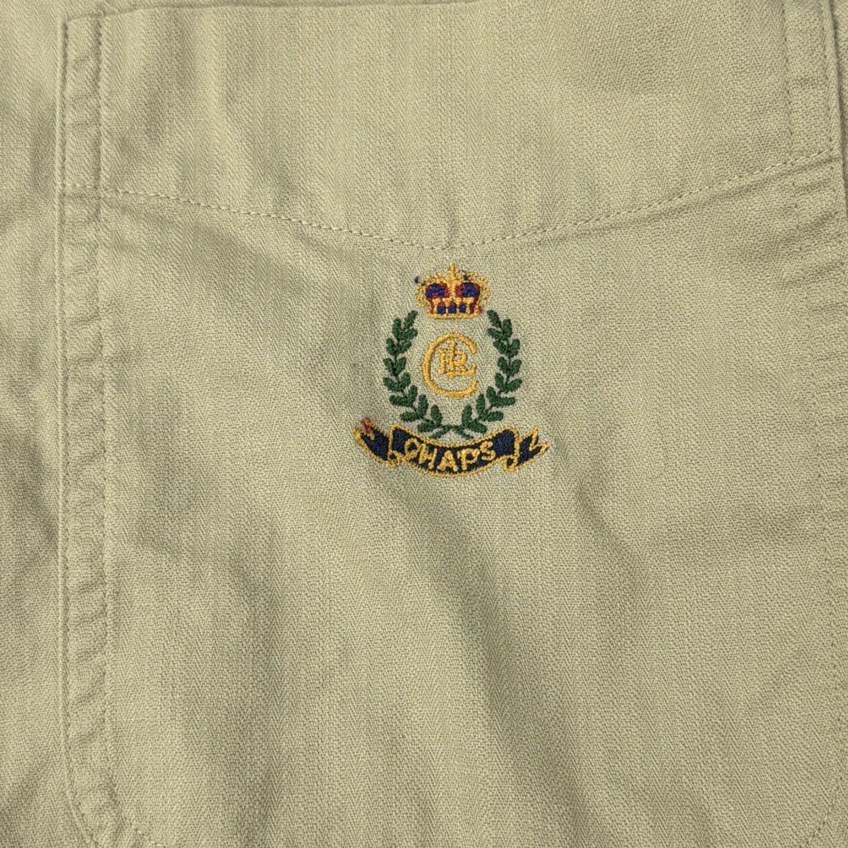 Chaps VINTAGE Chaps Shirt Mens L Khaki Navy Crest Logo Button Down 90s Embroidered Cotton Twill Size US L / EU 52-54 / 3 - 2 Thumbnail