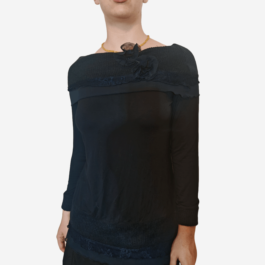 Linea Rare Vintage Linea Tesini Navy Blue Off Shoulder Tunic Size L / US 10 / IT 46 - 1 Thumbnail