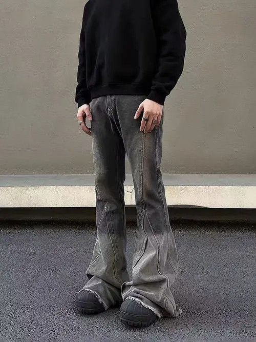 Japanese Brand × Jean Vintage Wash Micro Flare Gray Black Jeans Size US 30 / EU 46 - 4 Thumbnail